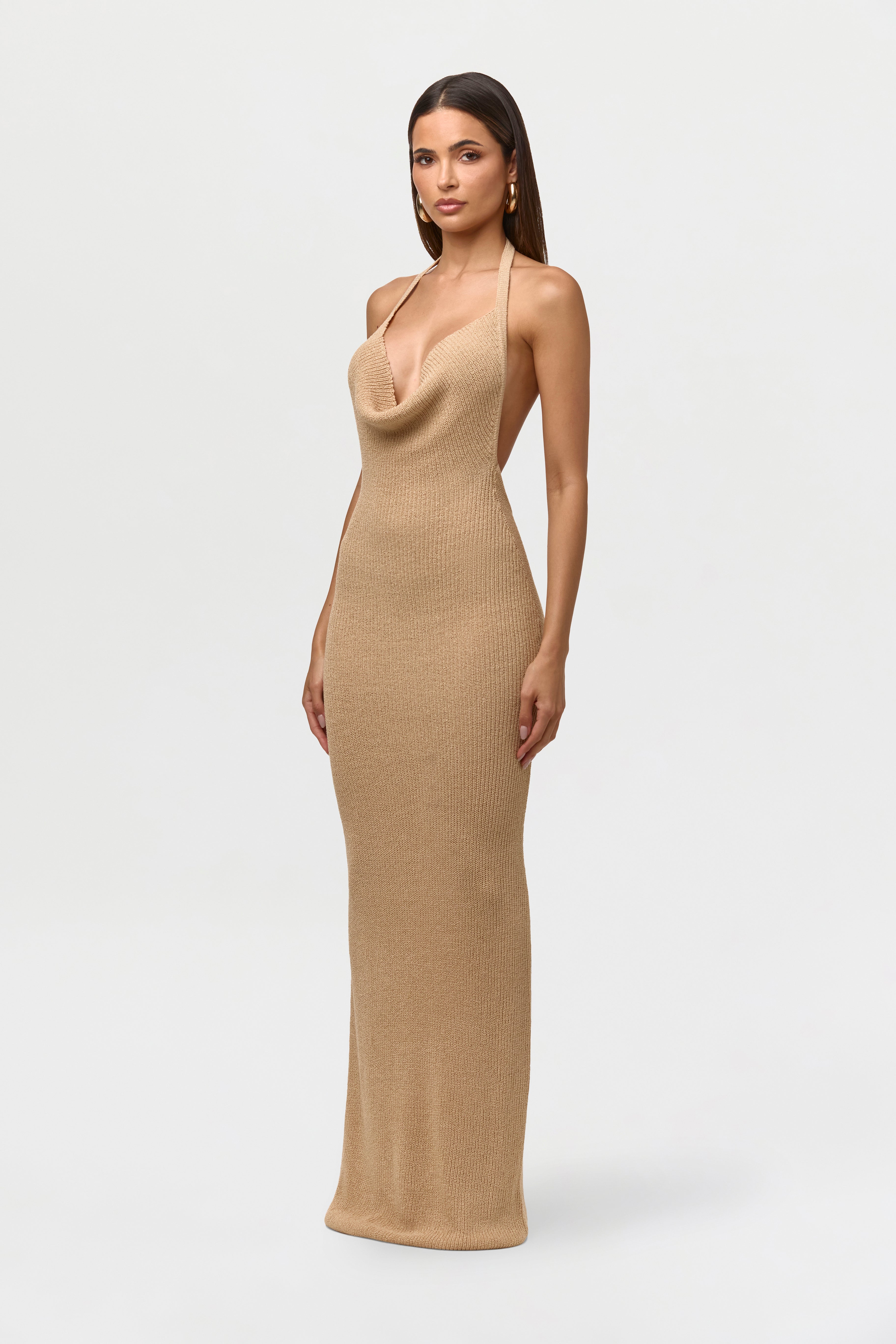 Knit Halter Open Back Dress