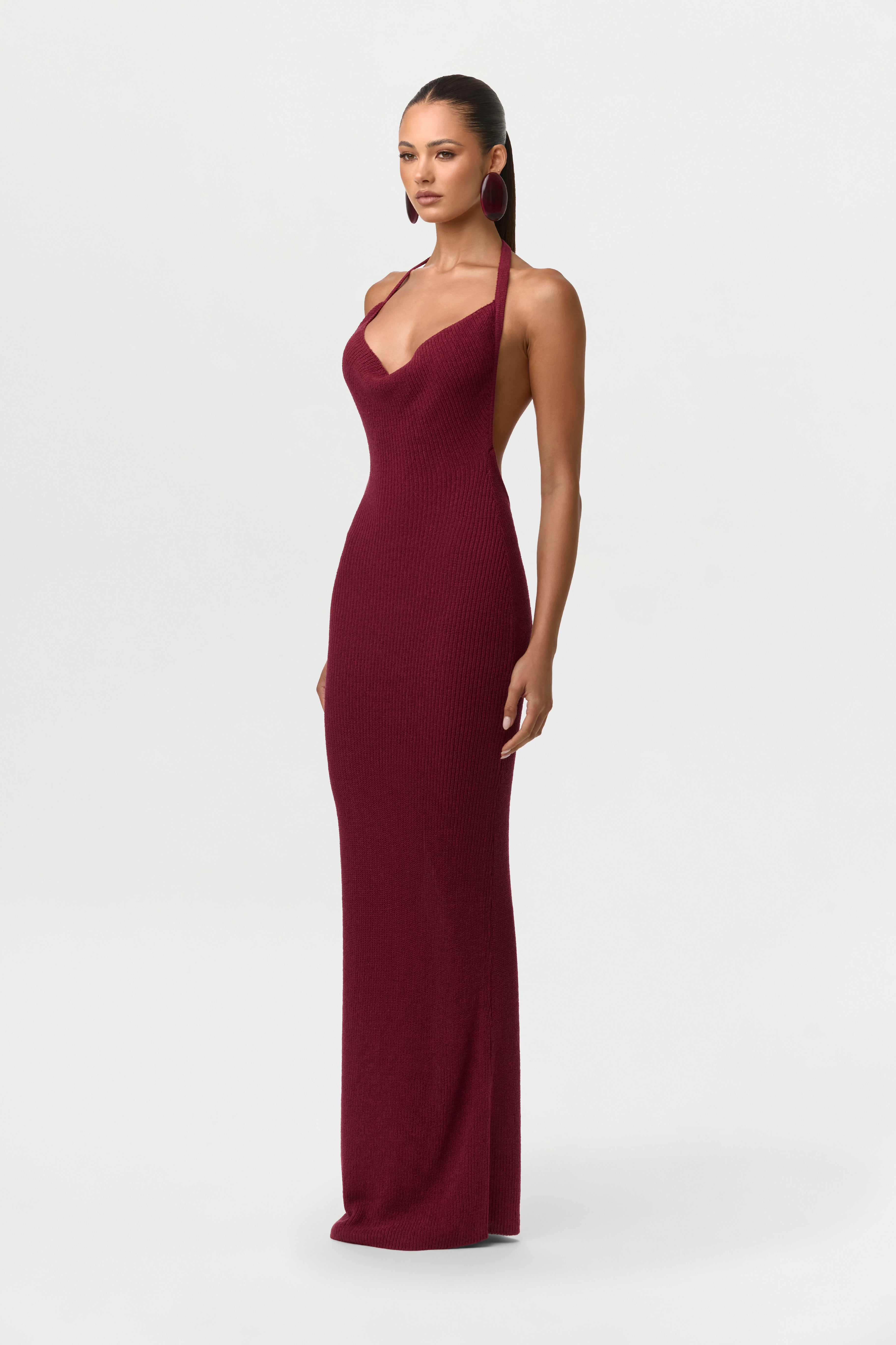 Knit Halter Open Back Dress