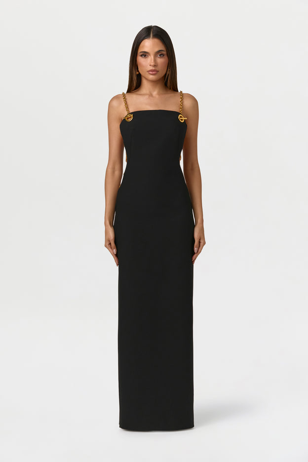 Suiting Chain Cutout Maxi Dress