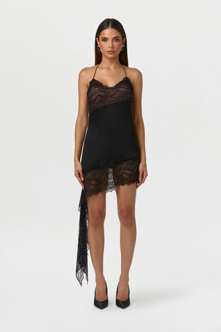 Silk Lace Halter Mini Dress