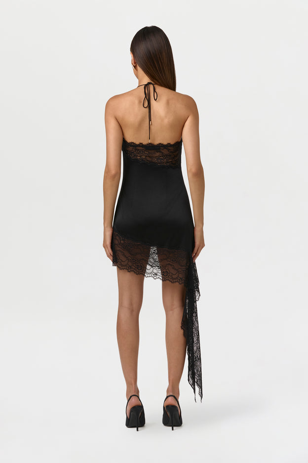 Silk Lace Halter Mini Dress