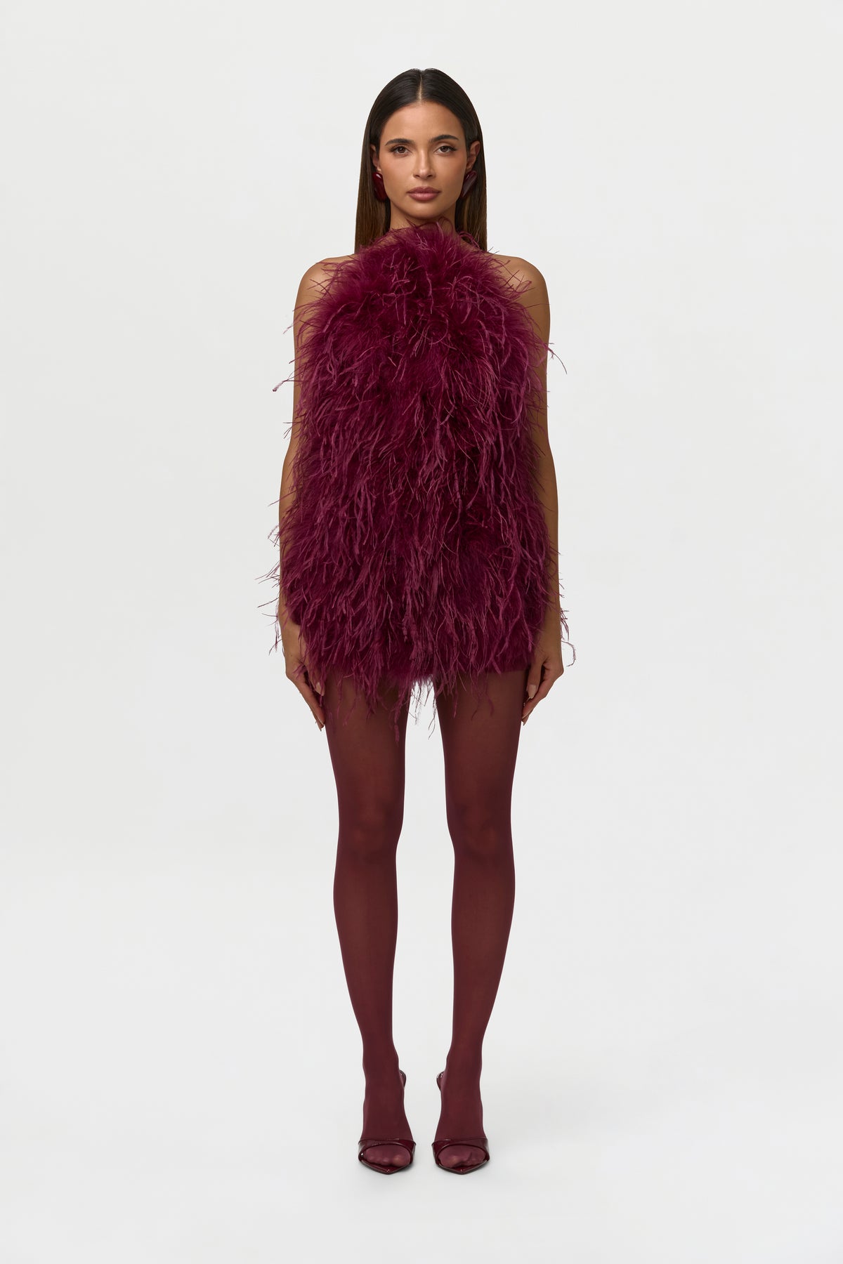 Feather Open Back Mini Dress