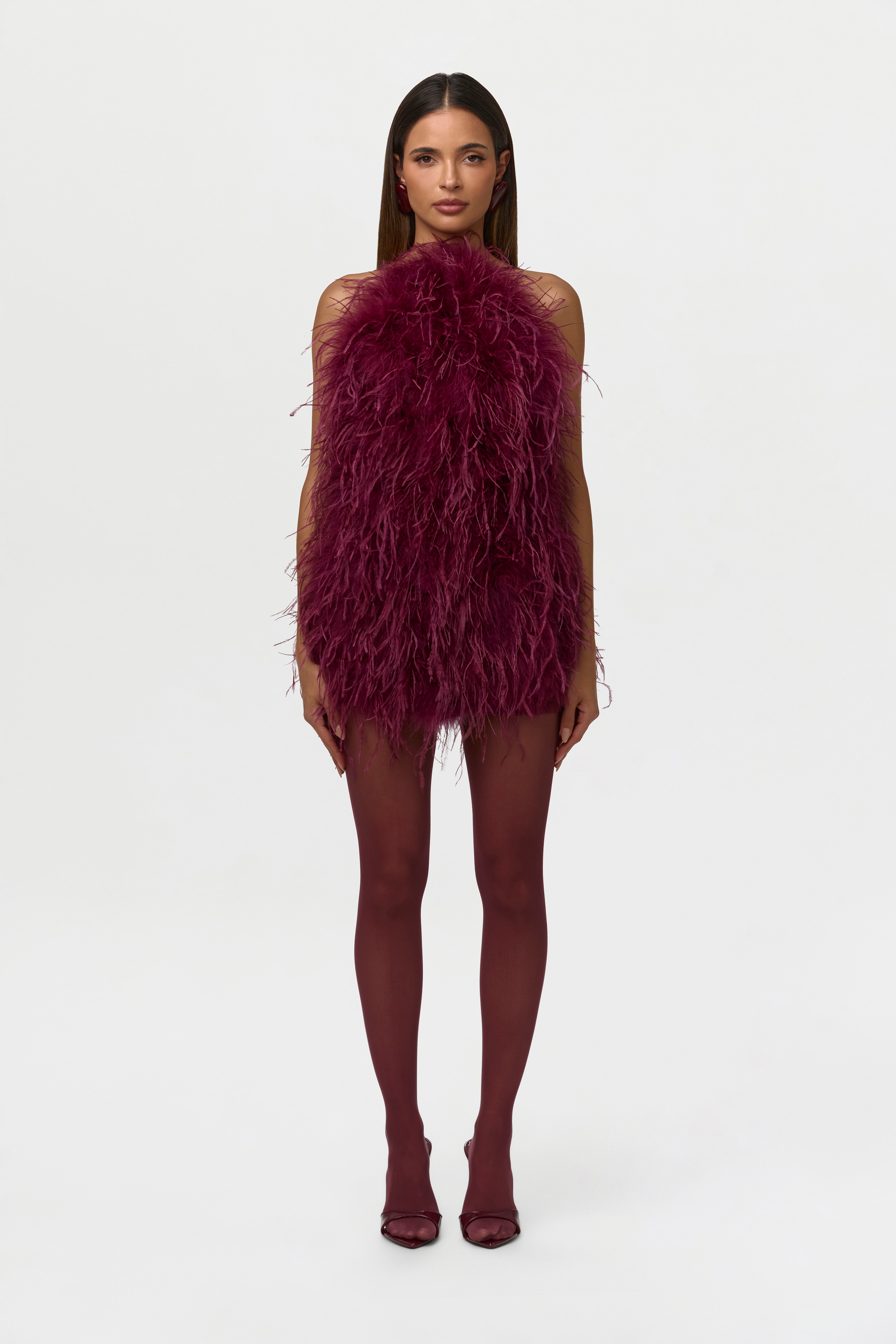 Feather Open Back Mini Dress