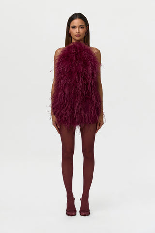 Feather Open Back Mini Dress