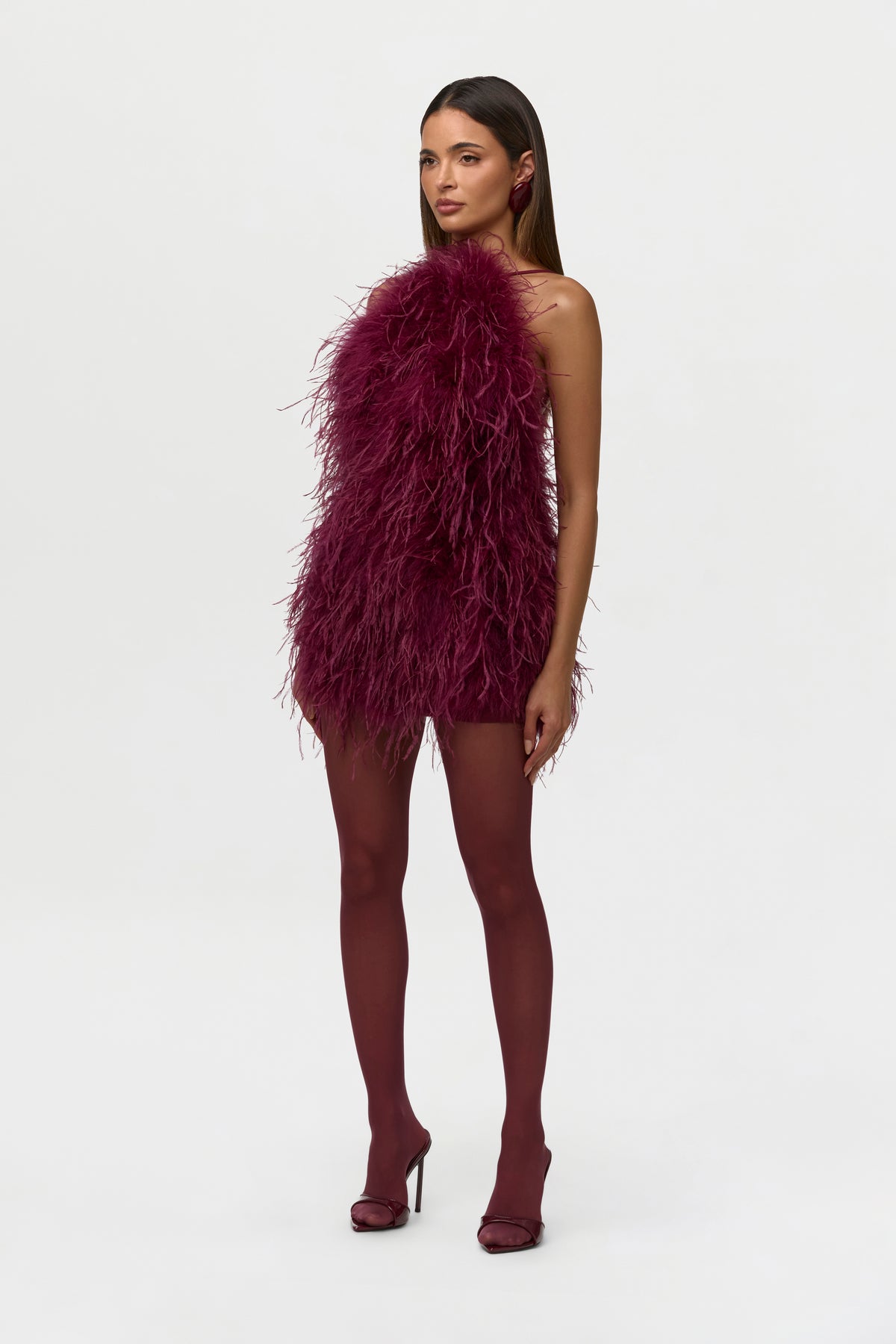 Feather Open Back Mini Dress