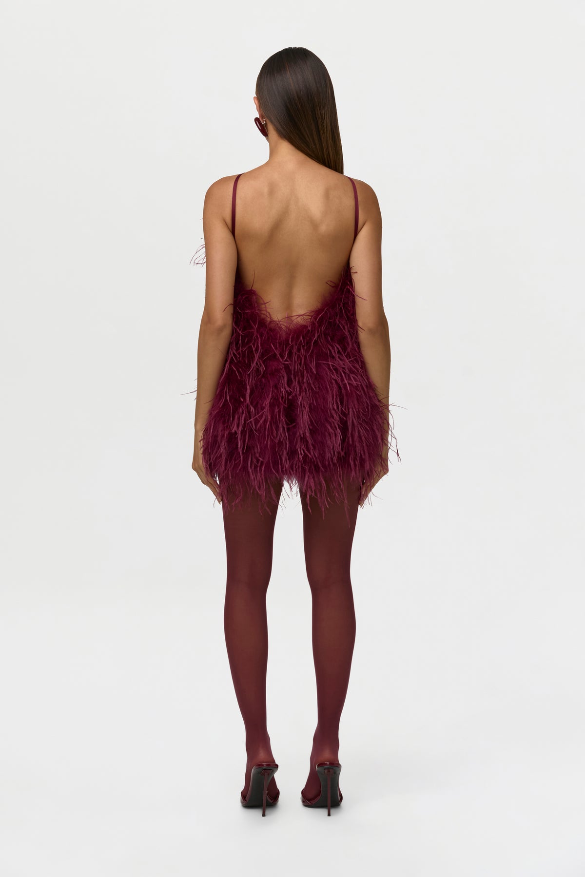 Feather Open Back Mini Dress