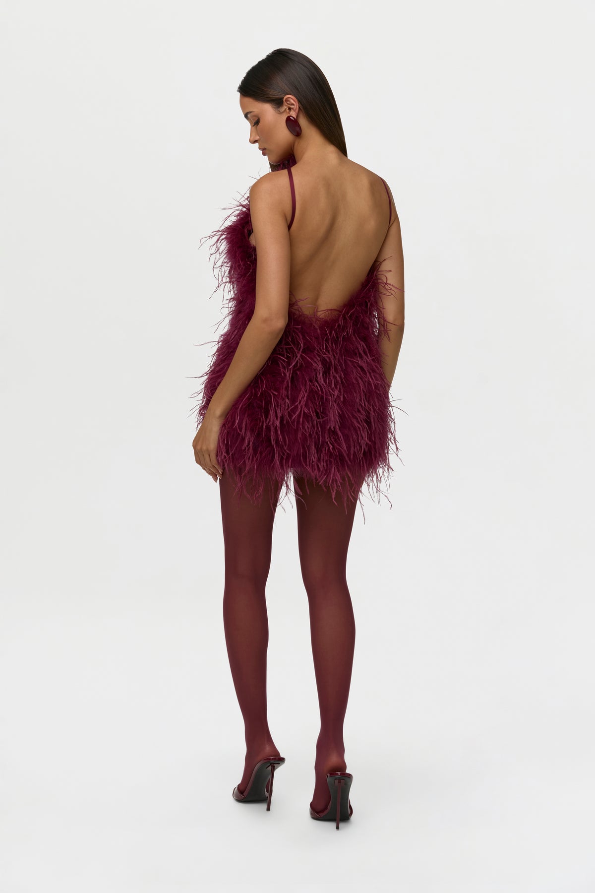Feather Open Back Mini Dress