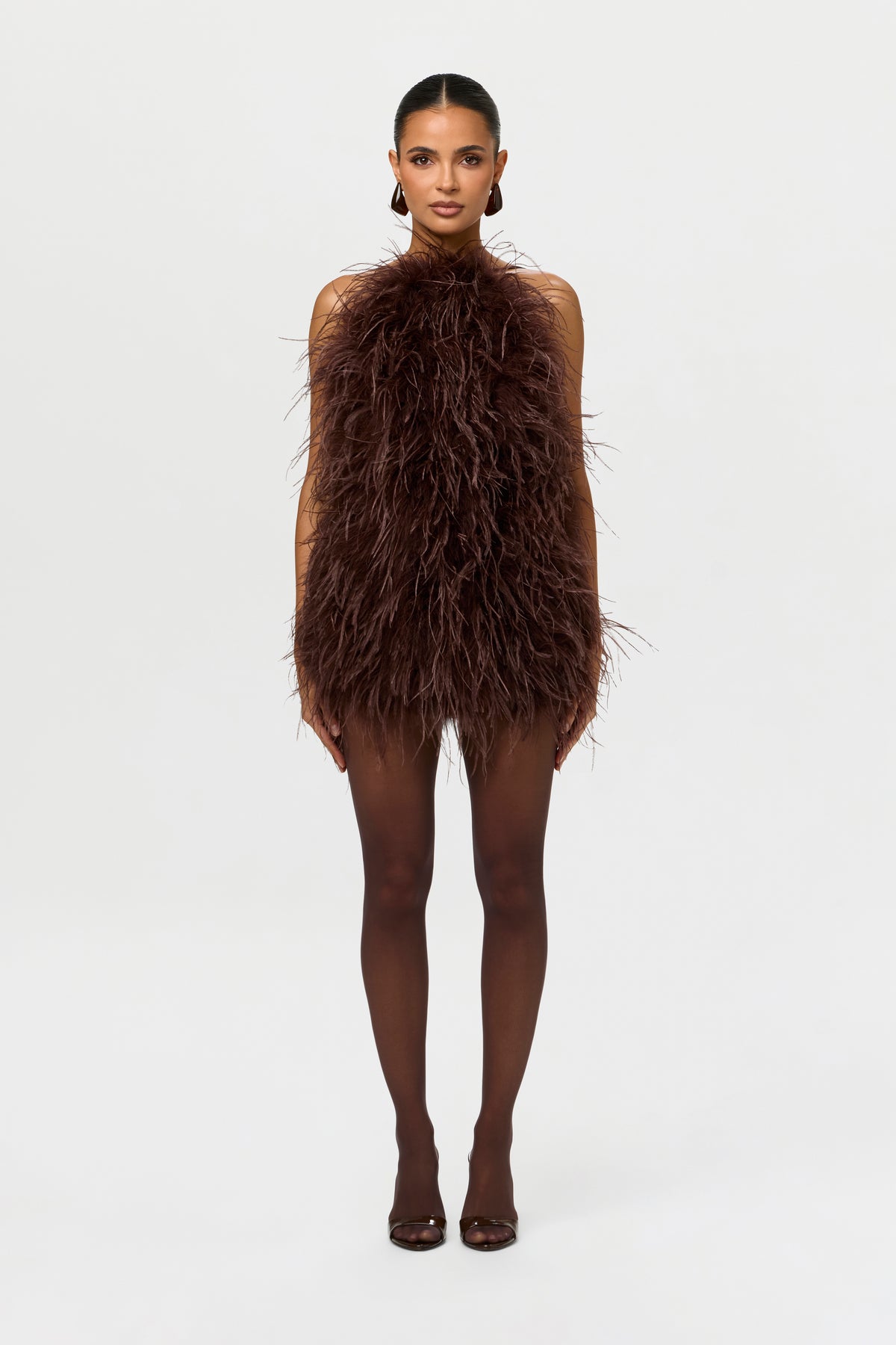 Feather Open Back Mini Dress