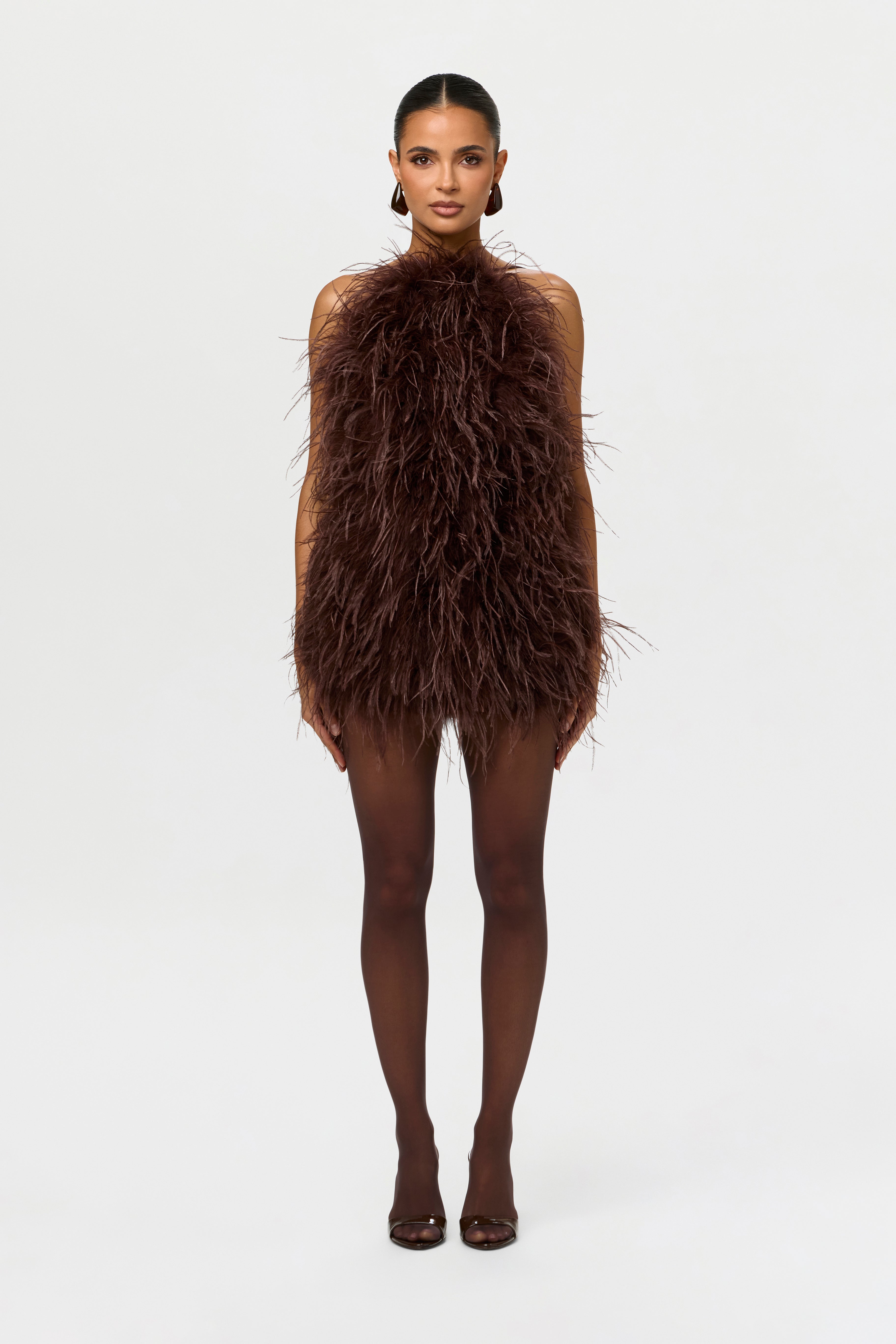 Feather Open Back Mini Dress
