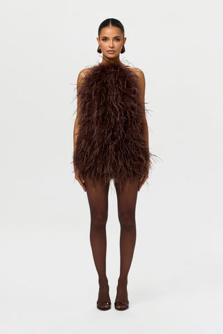 Feather Open Back Mini Dress