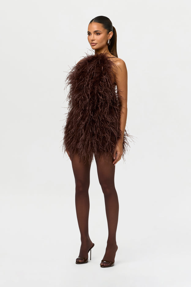 Feather Open Back Mini Dress