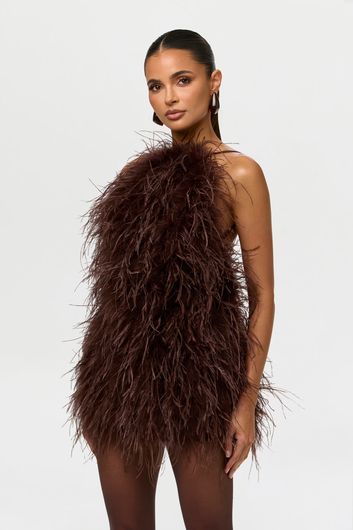 Feather Open Back Mini Dress