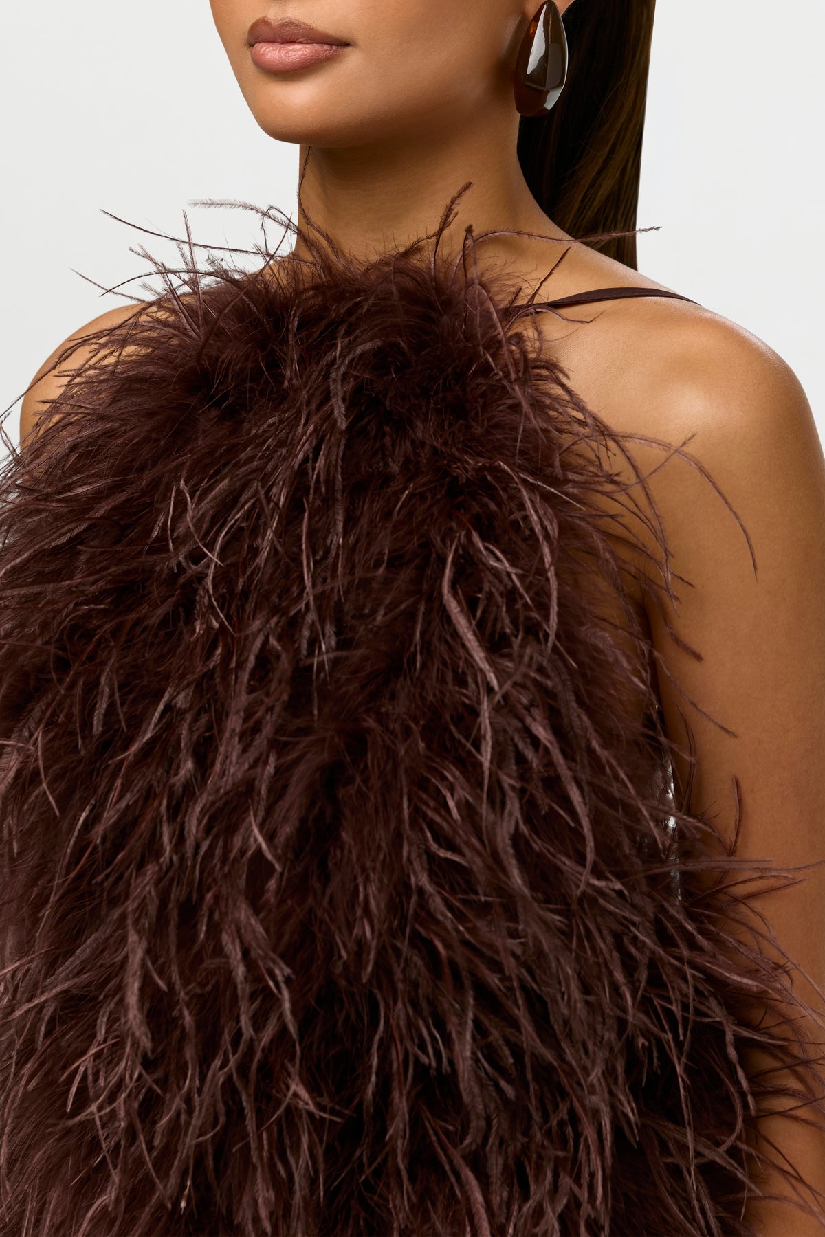Feather Open Back Mini Dress