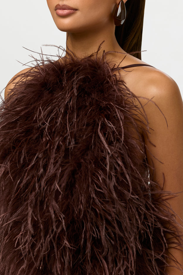 Feather Open Back Mini Dress