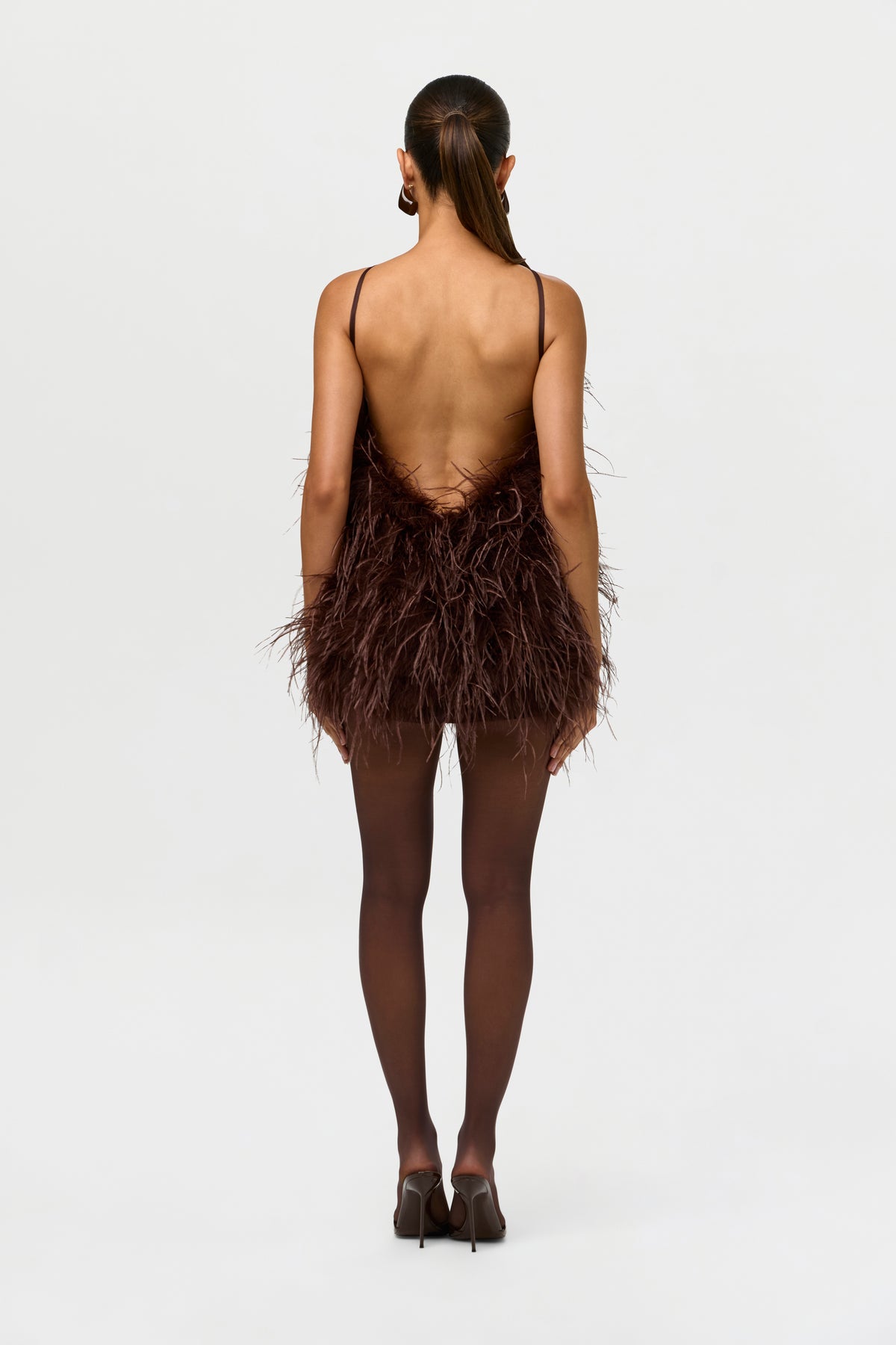 Feather Open Back Mini Dress