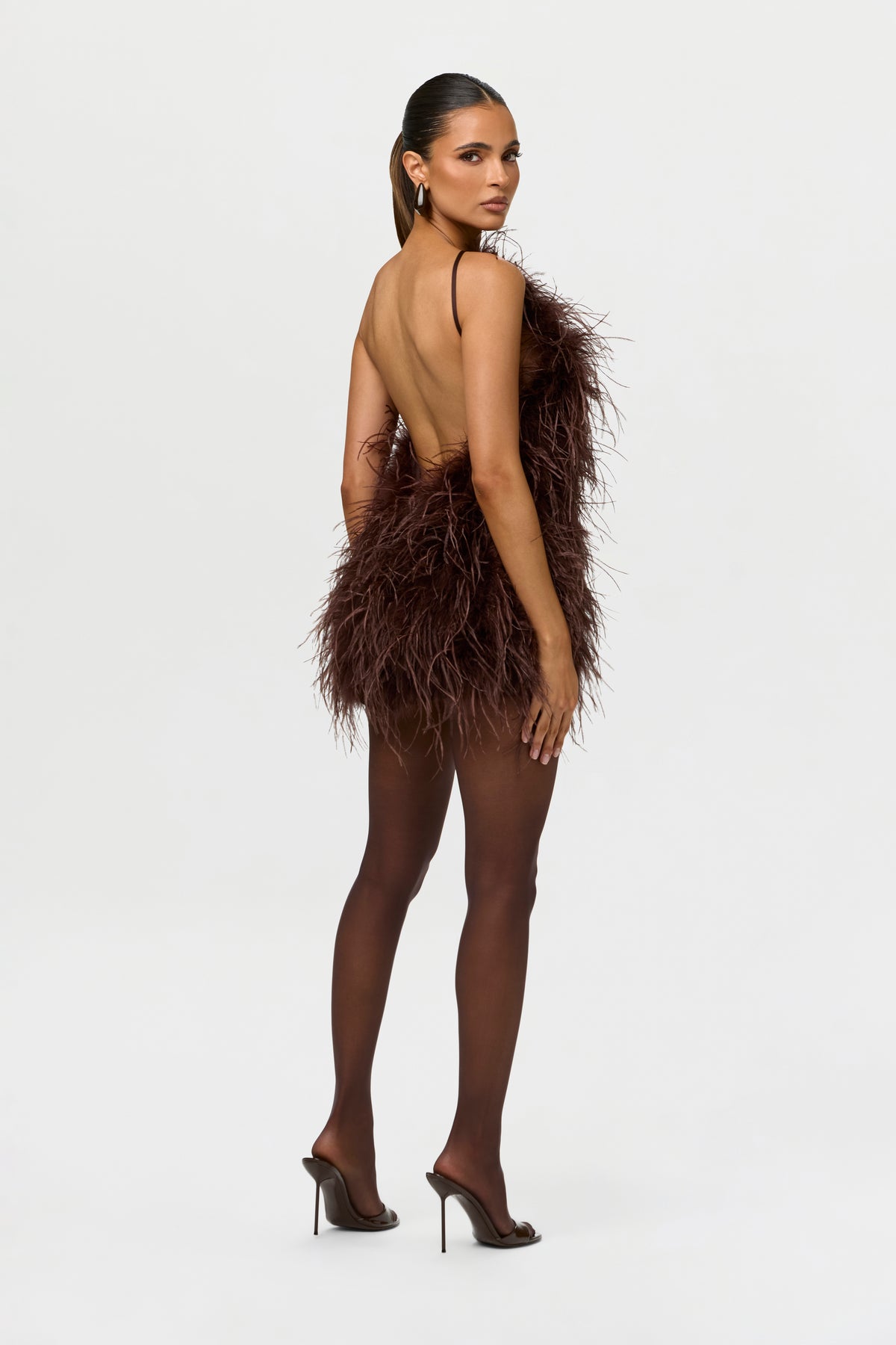 Feather Open Back Mini Dress