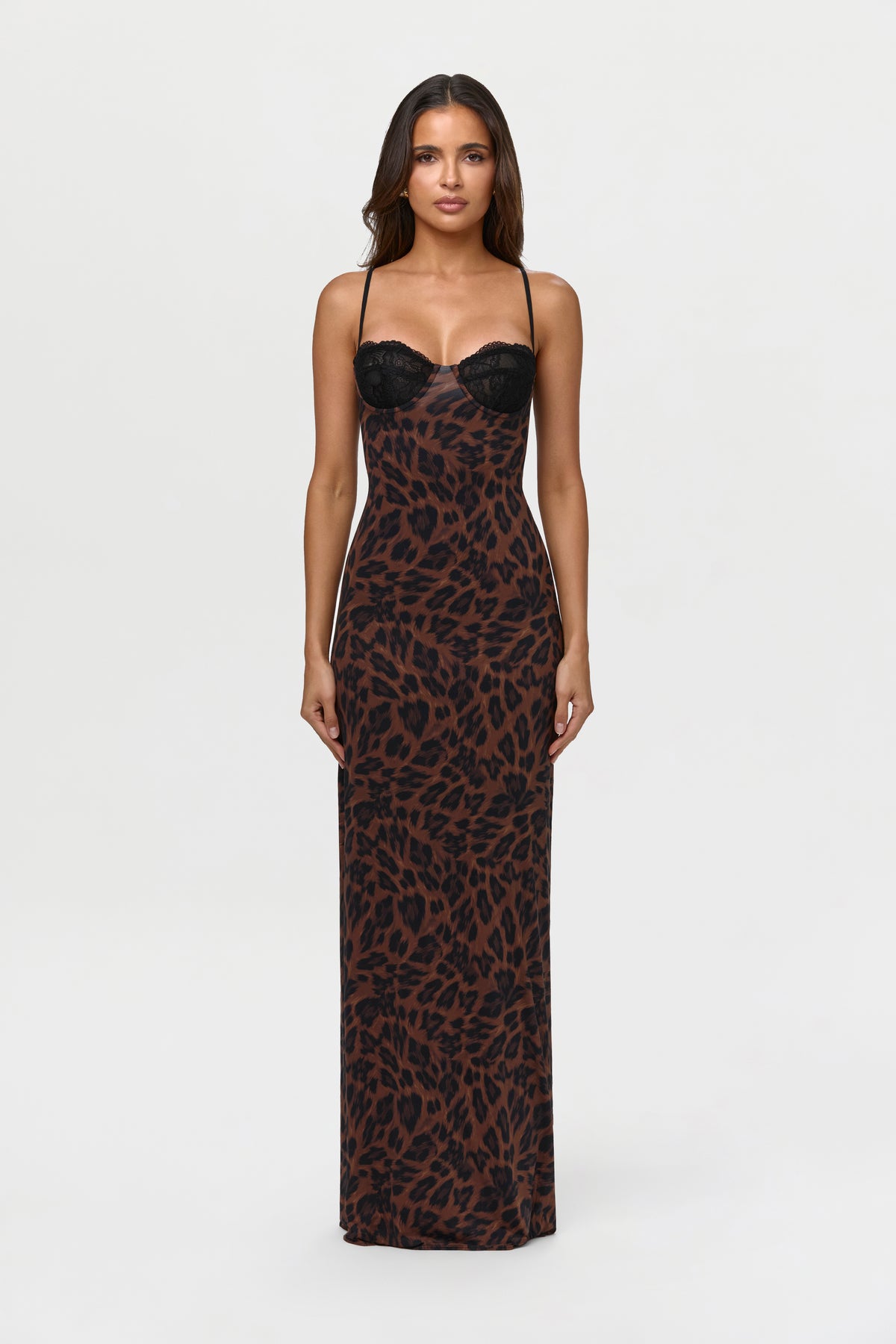 Naked Lace Print Maxi Dress