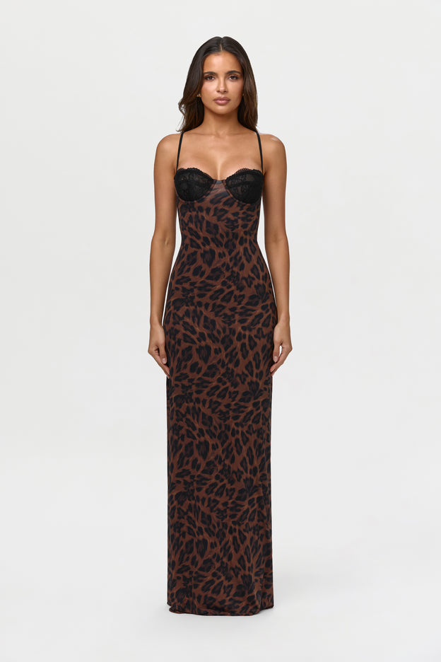 Naked Lace Print Maxi Dress