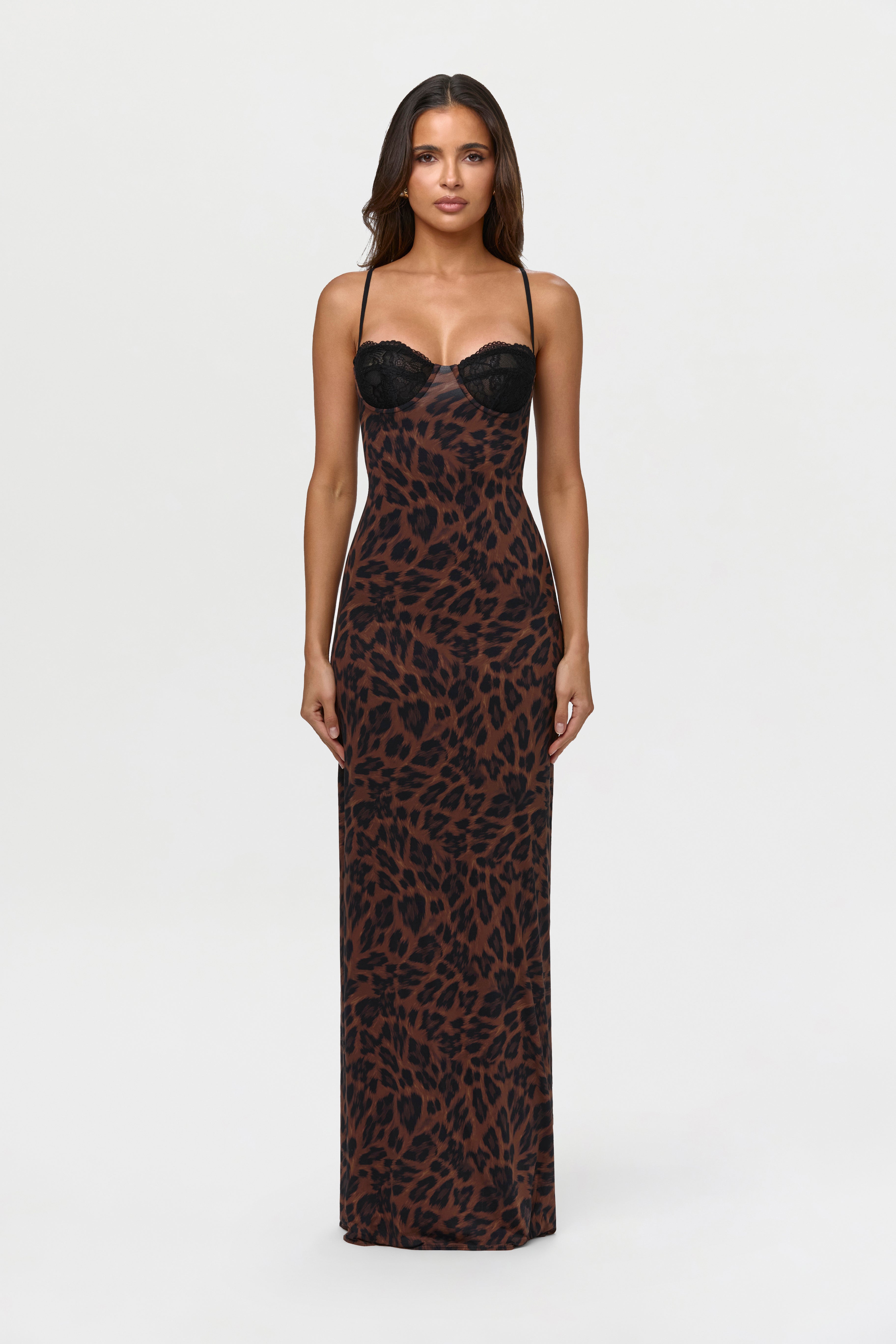 Naked Lace Print Maxi Dress