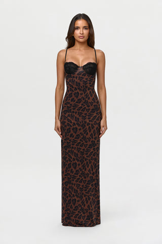 Naked Lace Print Maxi Dress