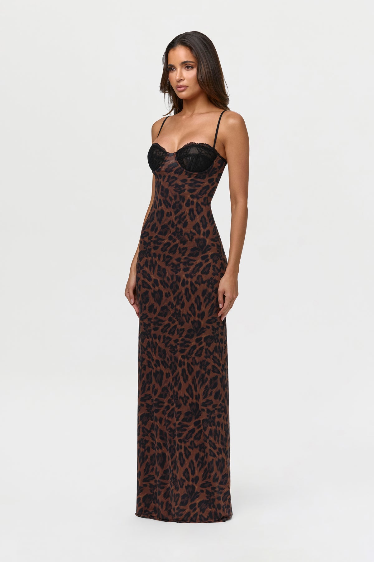 Naked Lace Print Maxi Dress