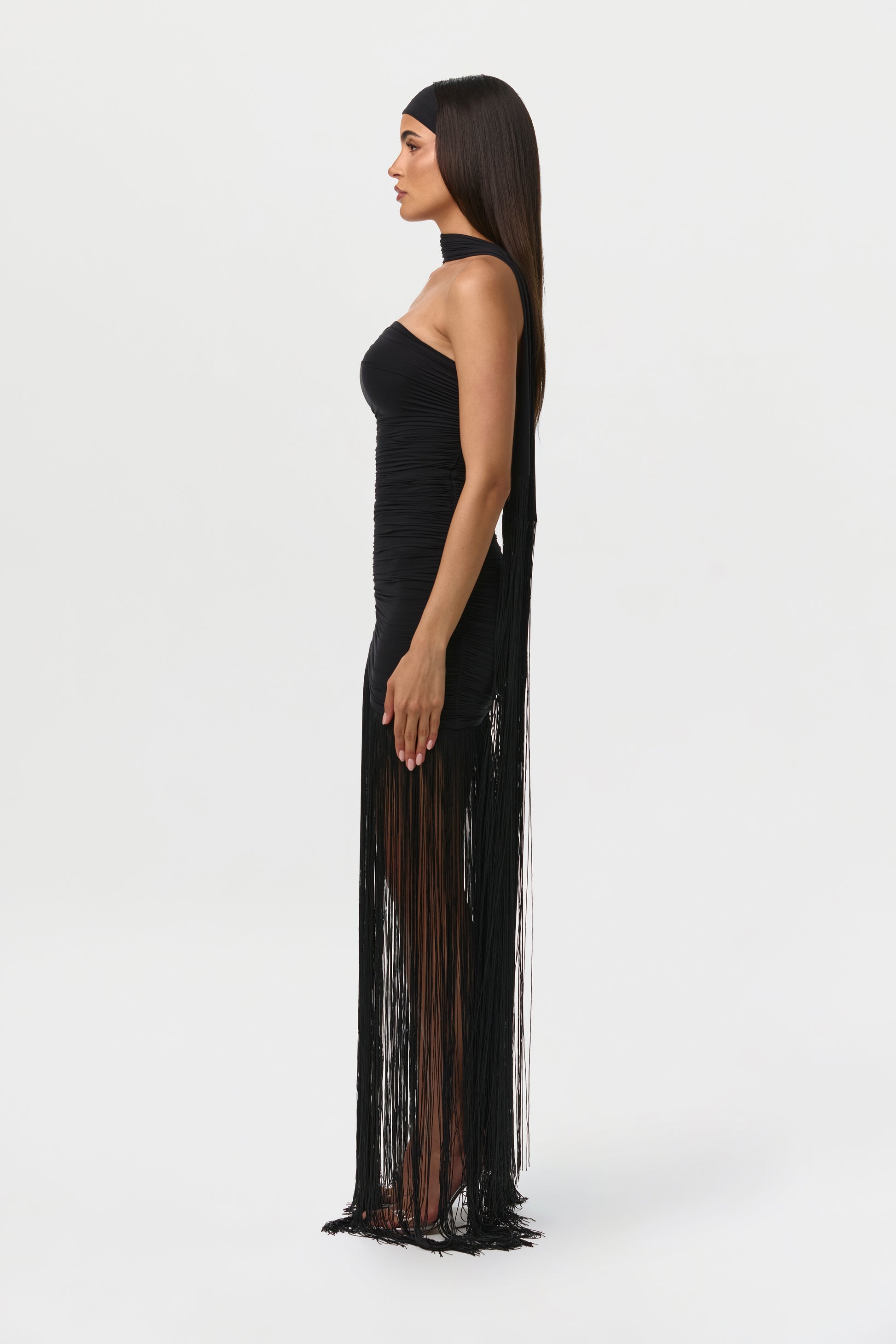 Black Naked Fringe Mini Dress
