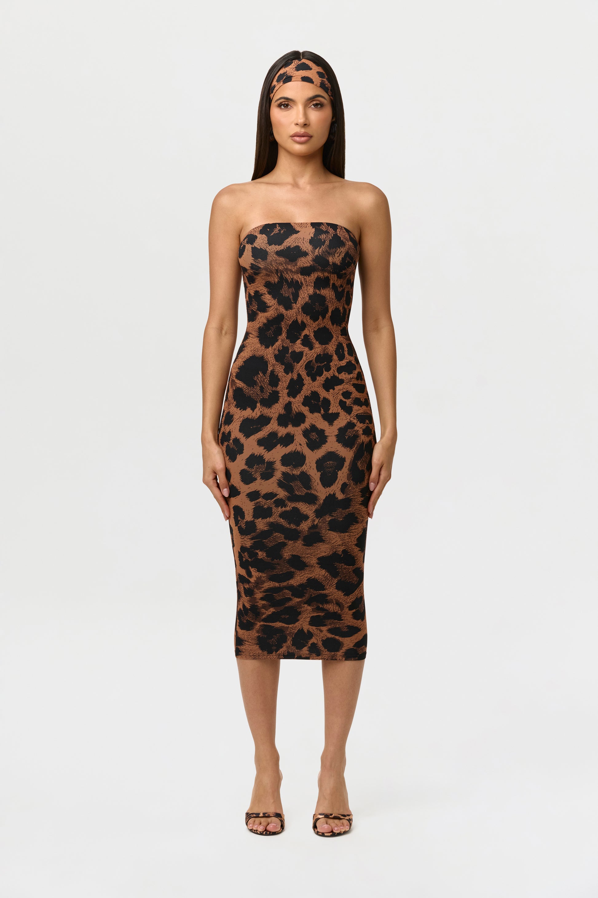 Naked Print Tube Midi Dress