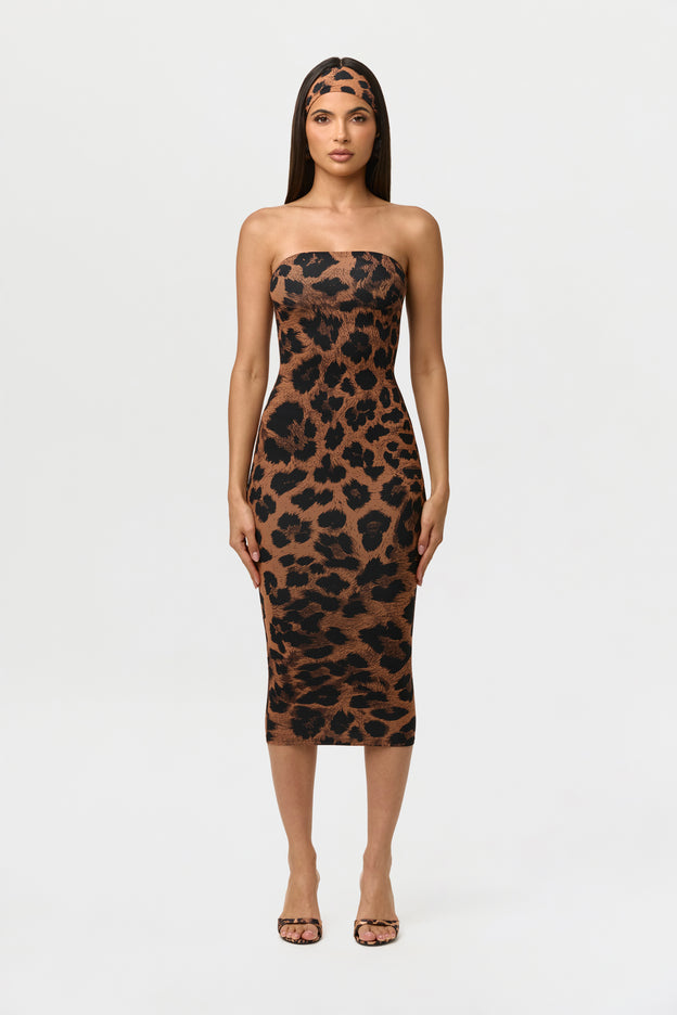 Naked Print Tube Midi Dress