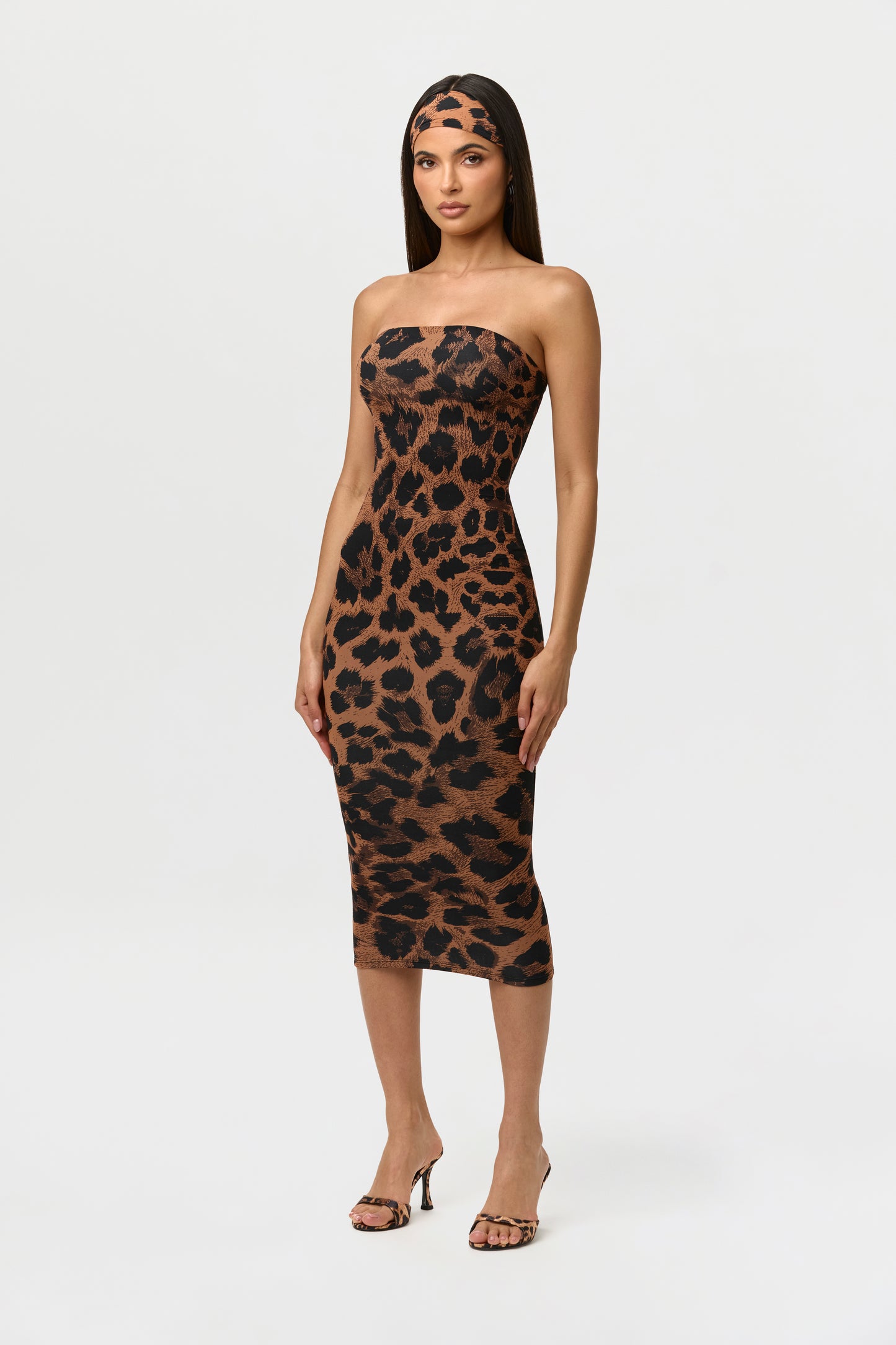 Naked Print Tube Midi Dress