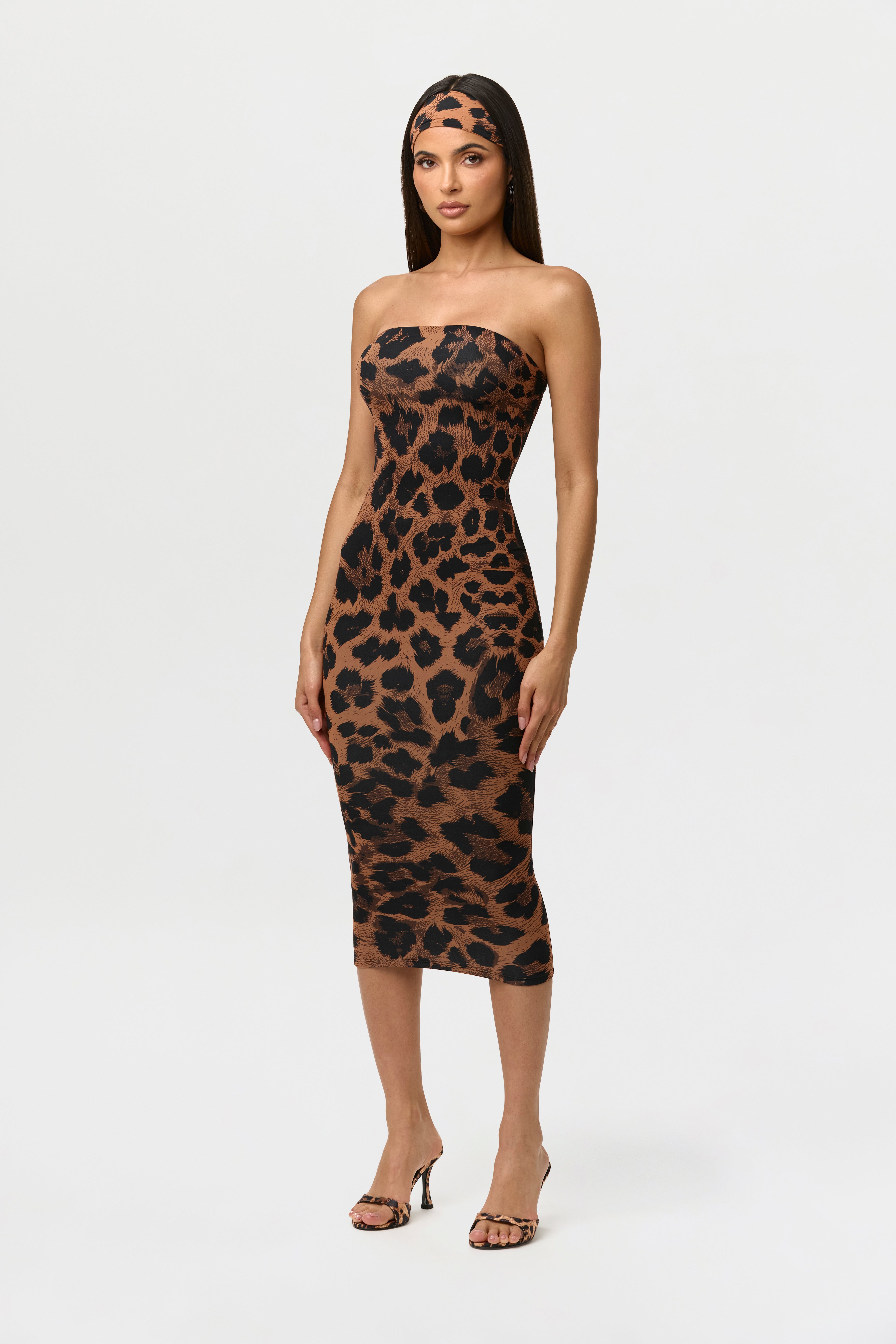 Naked Print Tube Midi Dress