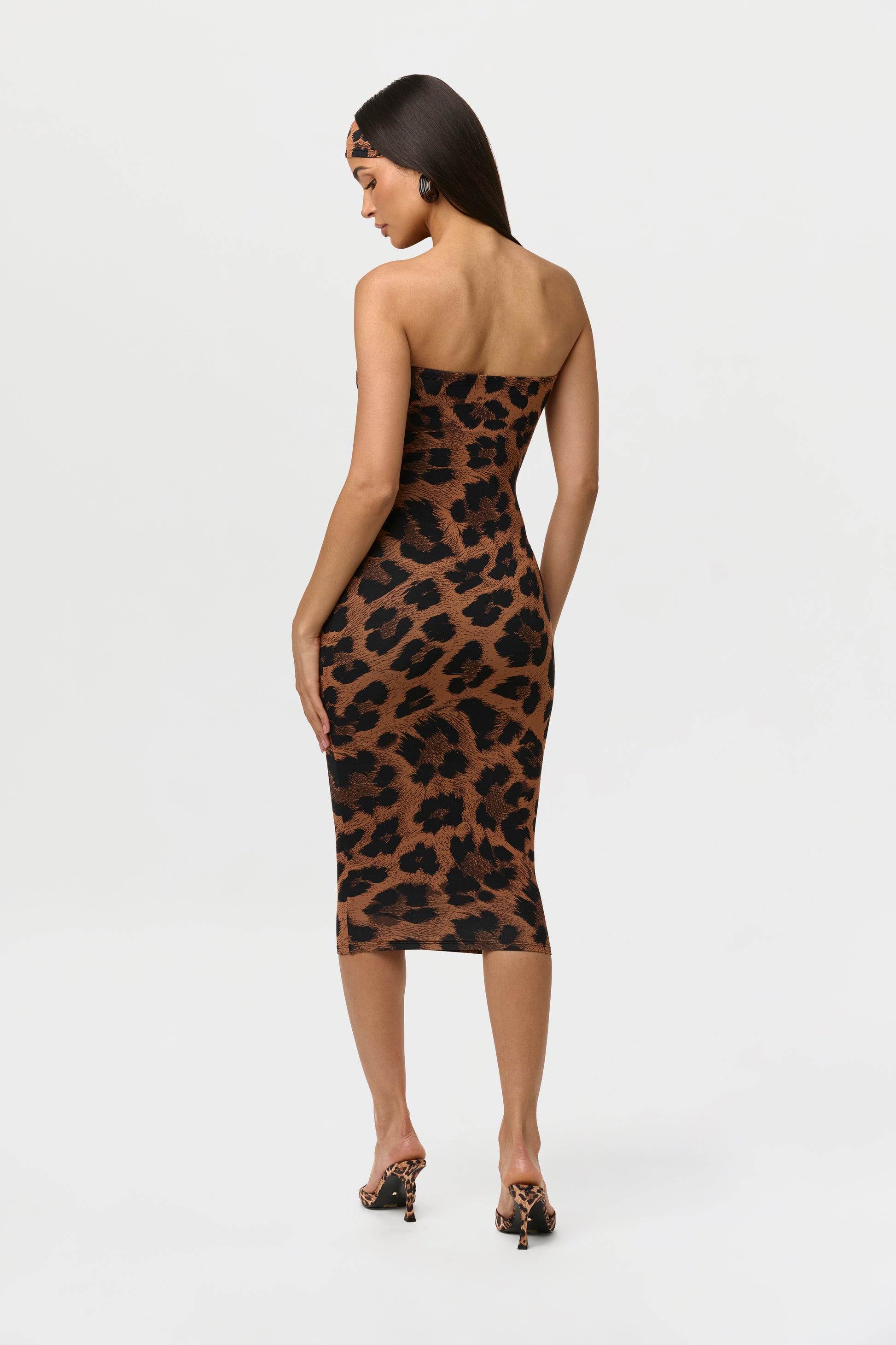 Women's Naked Print Tube Midi Dress by Naked Wardrobe, Leopard / M Women's Naked Print Tube Midi Dress by Naked Wardrobe, Leopard / M