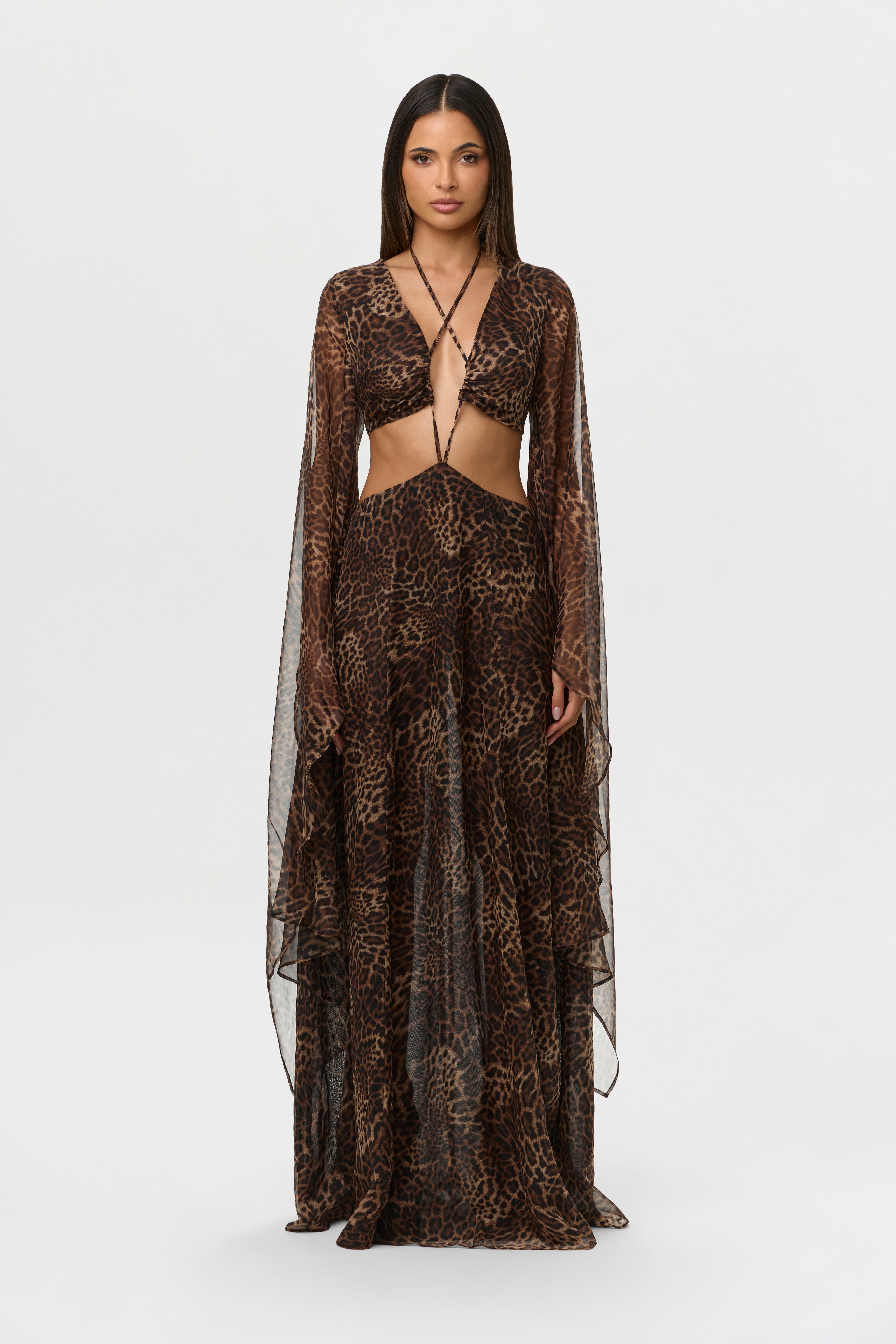 Chiffon Print Cutout Maxi
