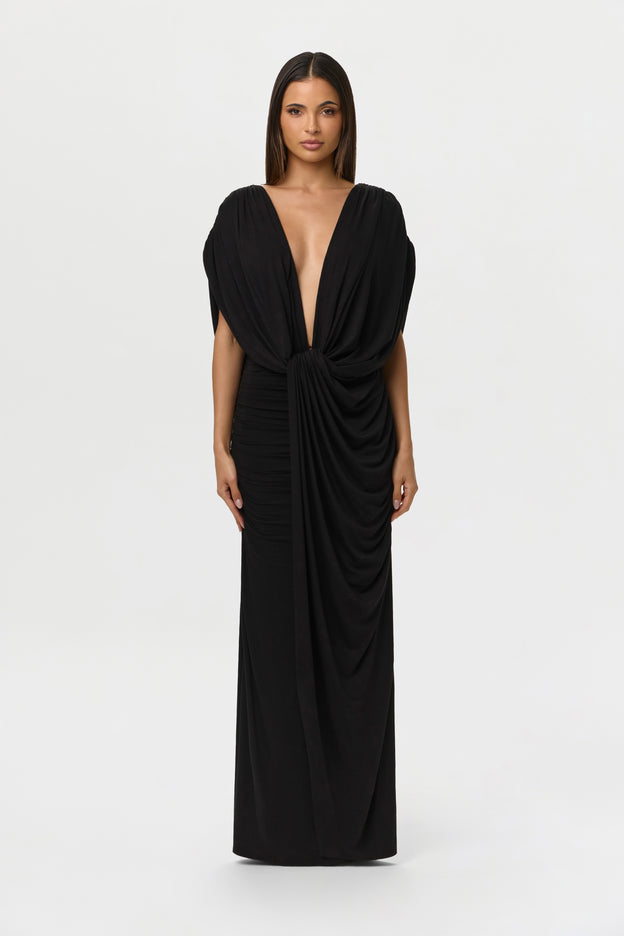 Smooth Plunge Drape Gown