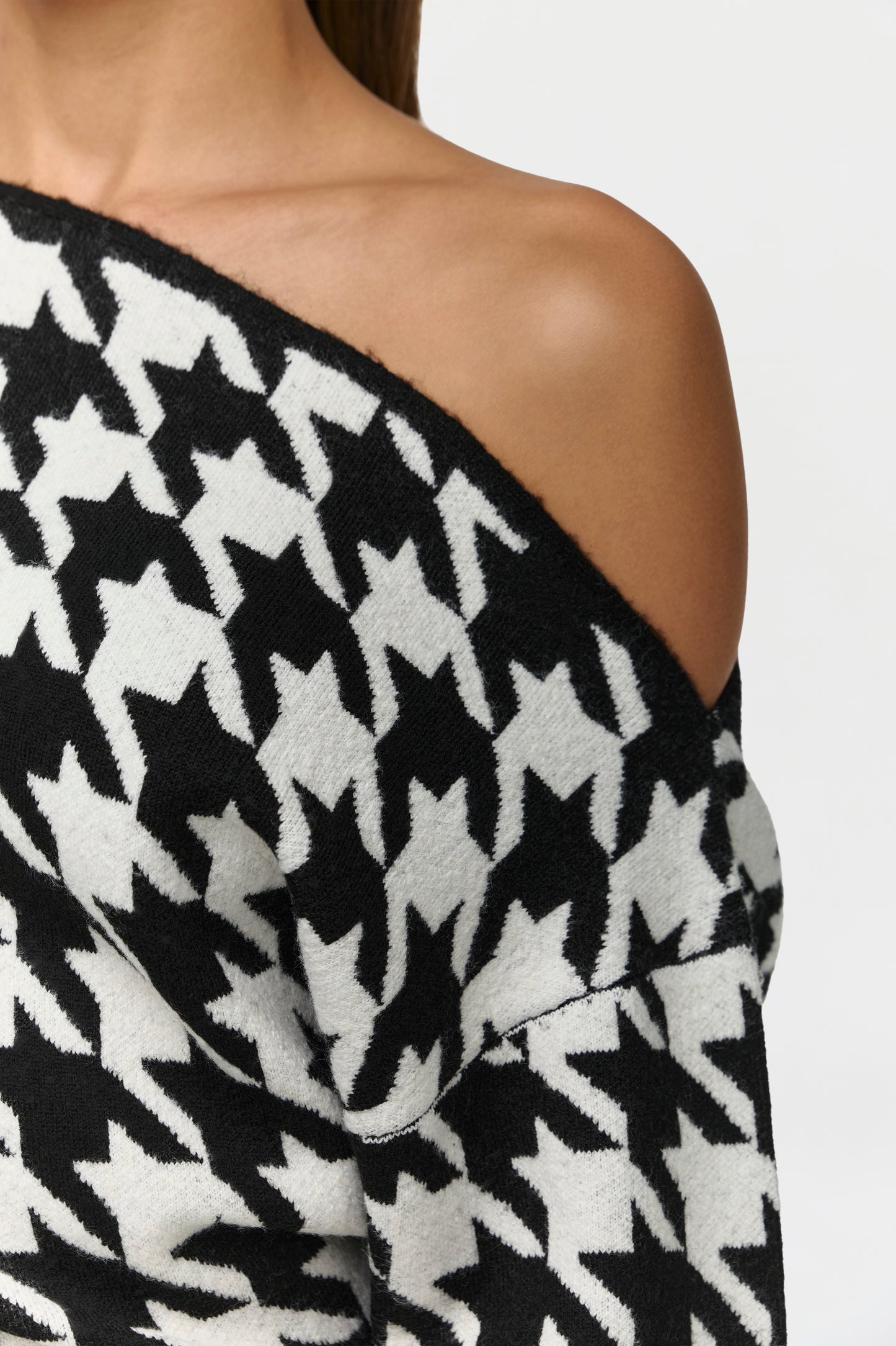 Knit Print Off-Shoulder Sweater Dress