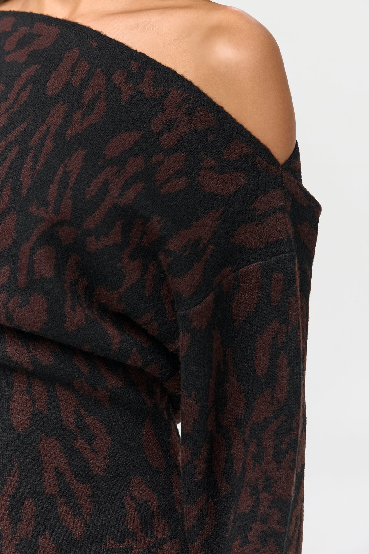 Knit Print Off-Shoulder Sweater Dress