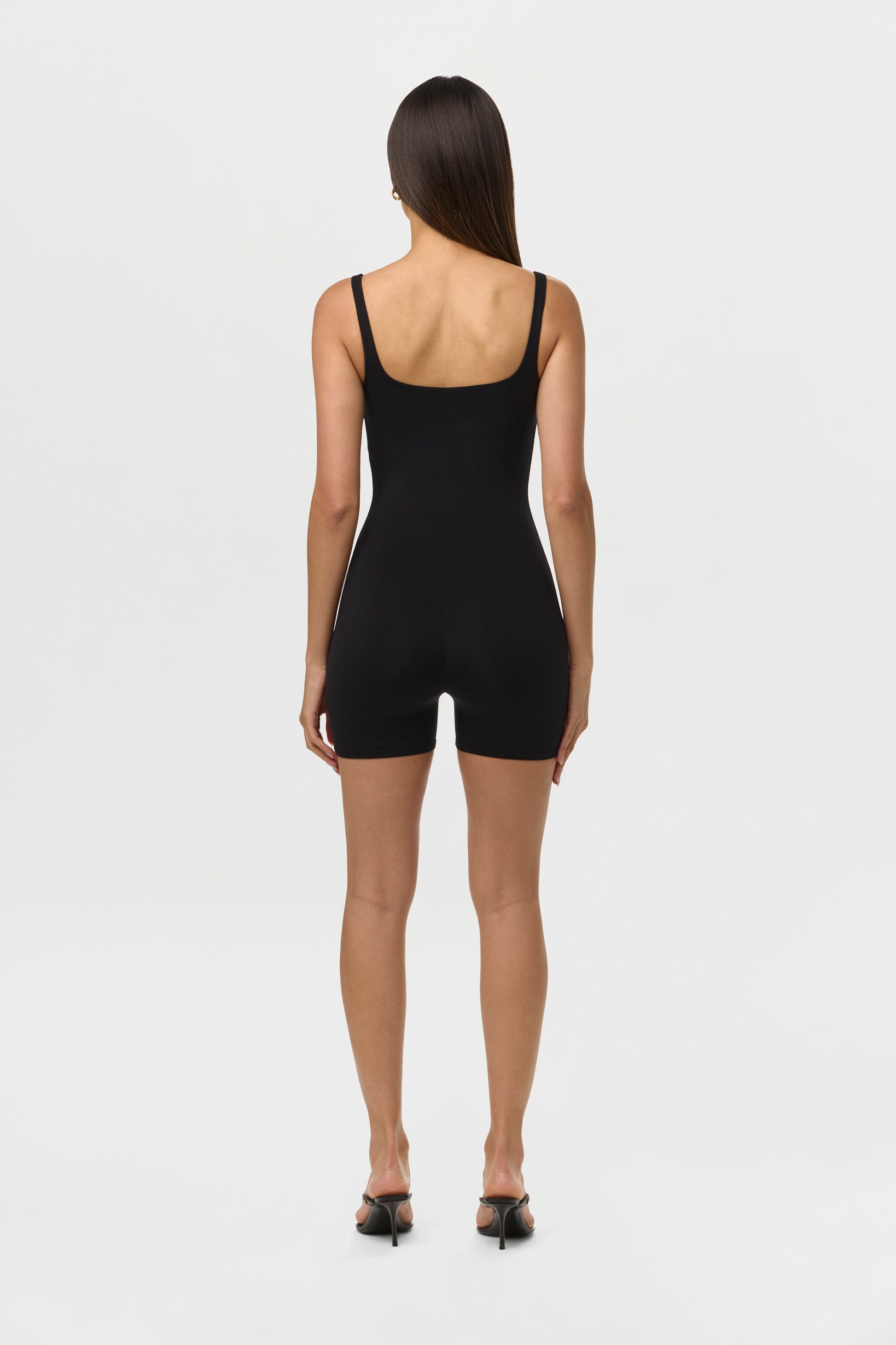 Black Naked Scoop Tank Romper