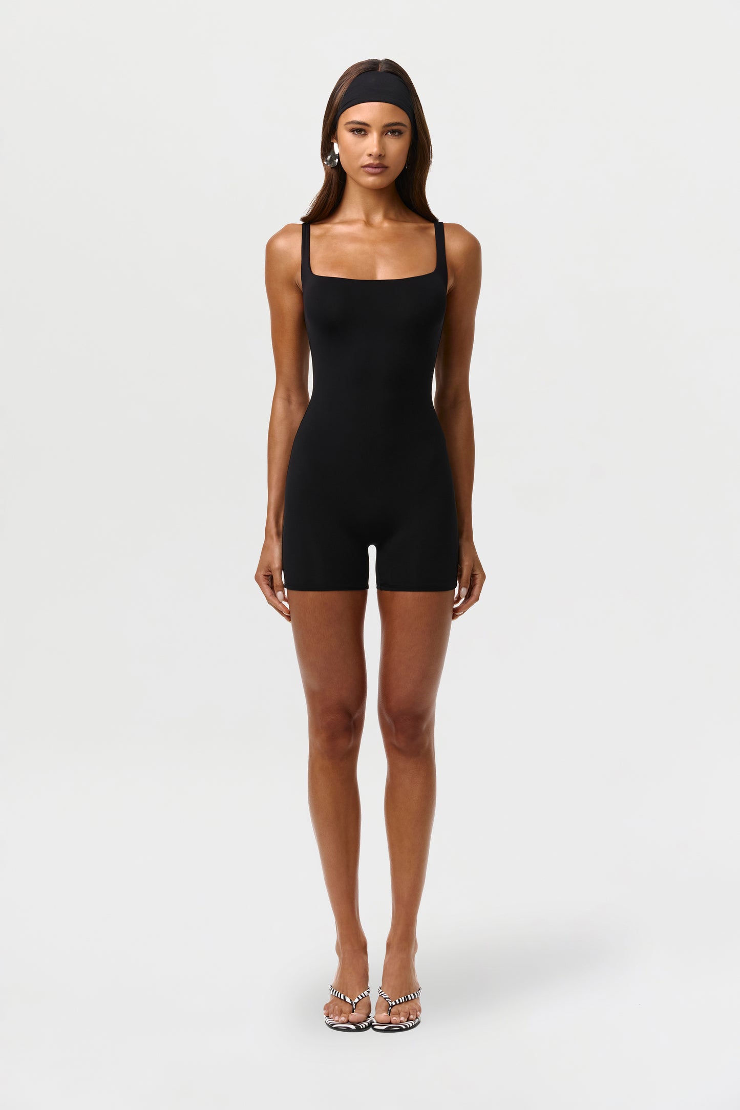 Black Naked Scoop Tank Romper