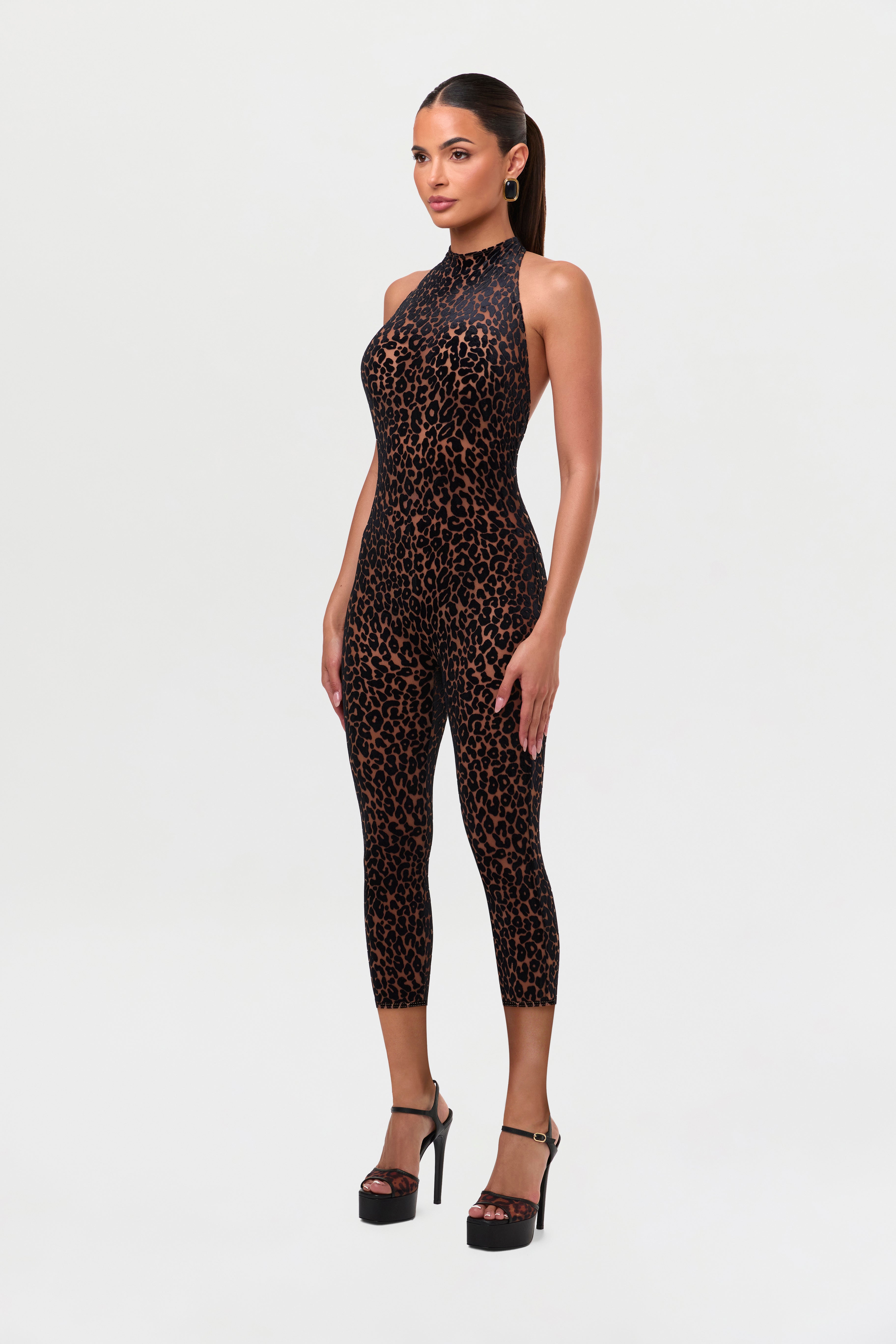 Burnout Halter Capri Jumpsuit
