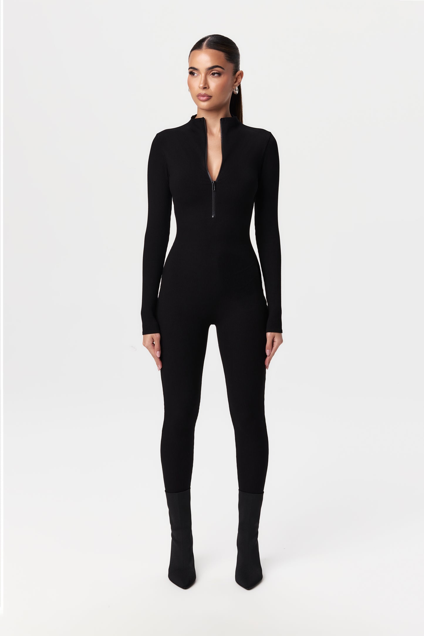 Snatched Contour Zip-Up Jumpsuit