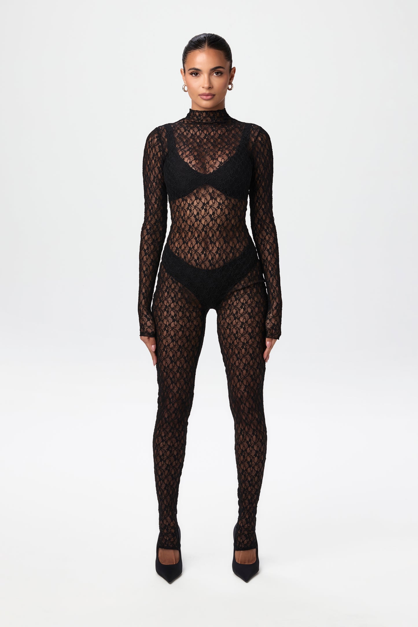 Stretch Lace Stirrup Jumpsuit