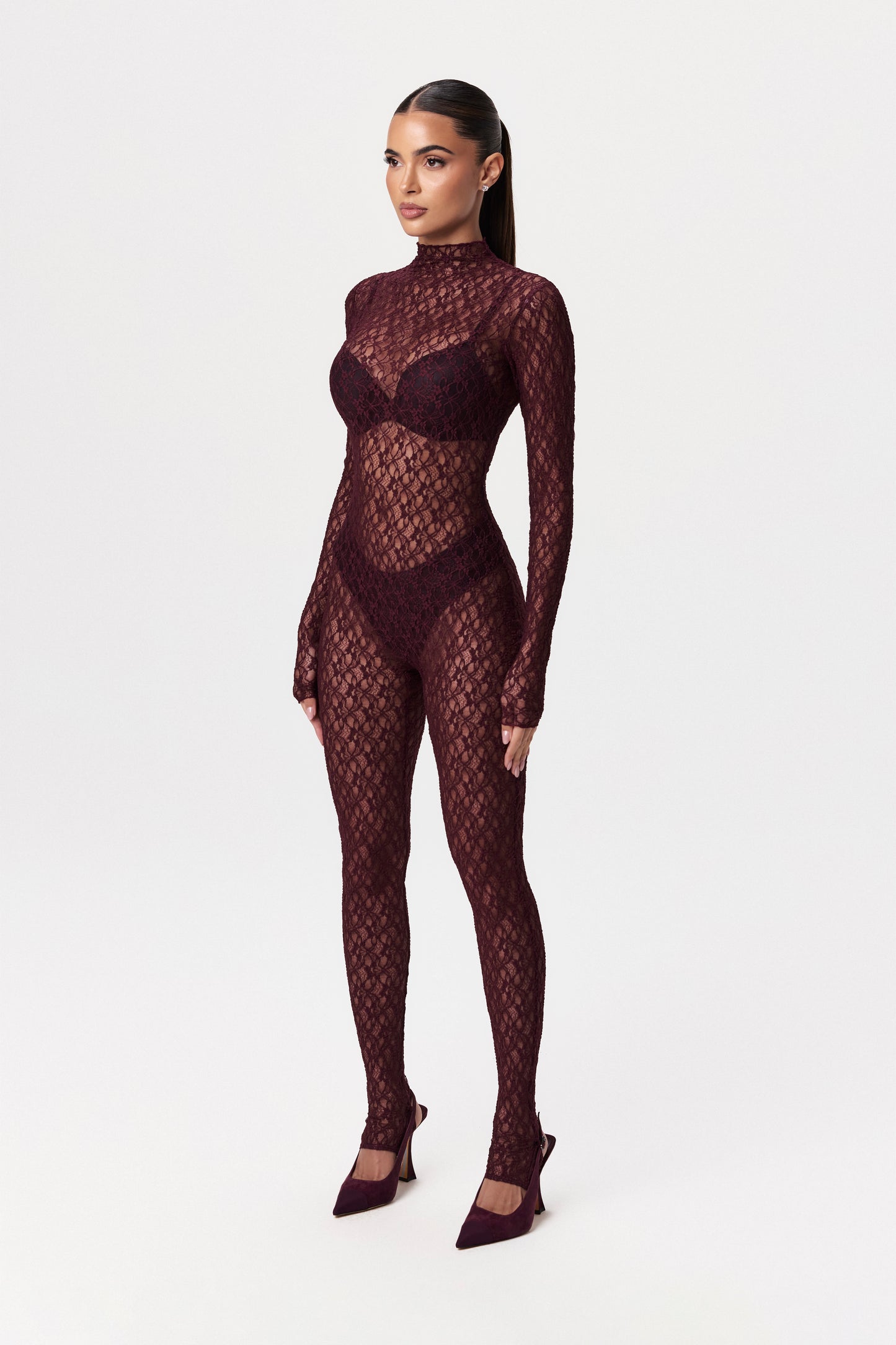 Stretch Lace Stirrup Jumpsuit