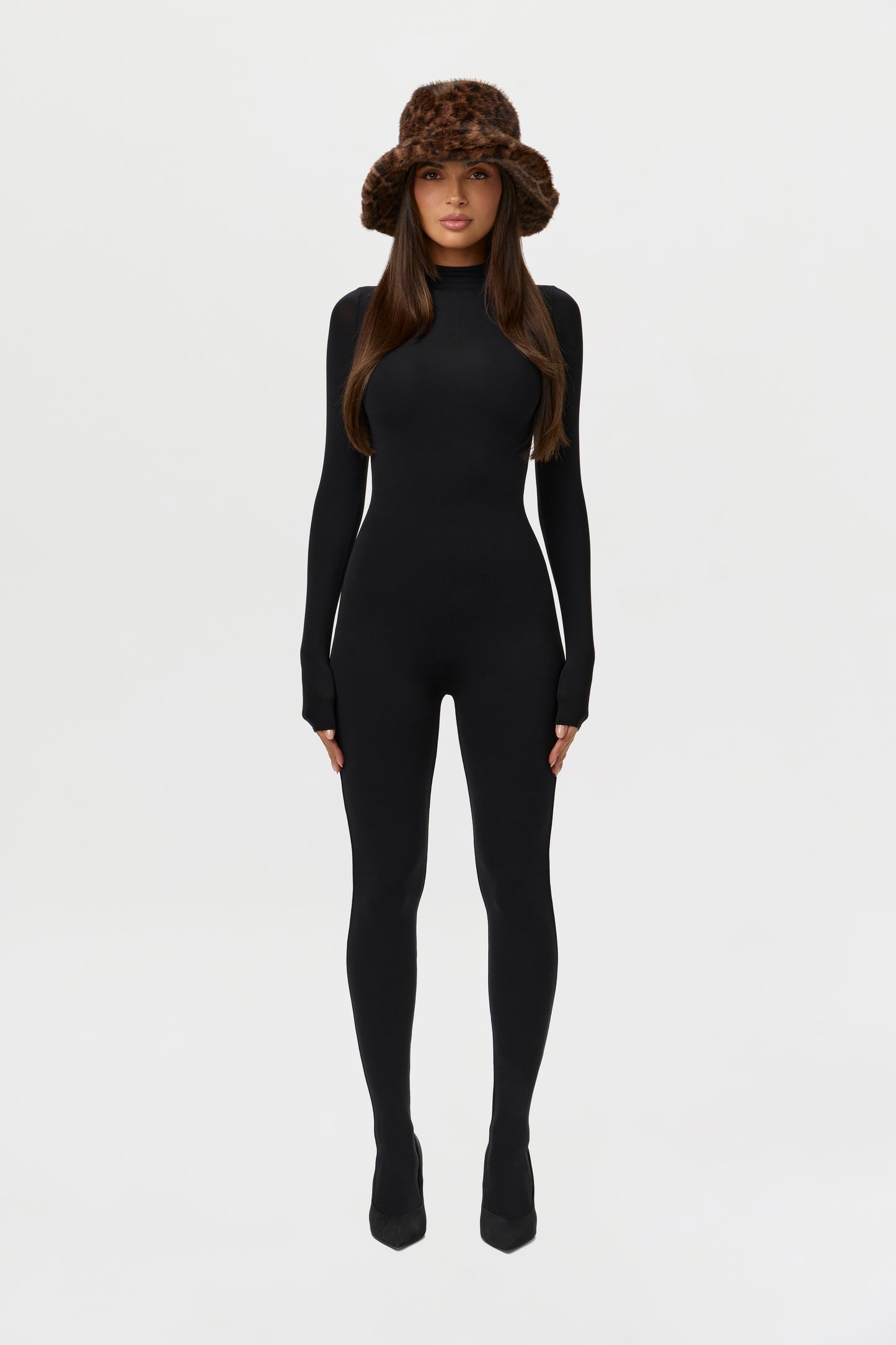 Faux Fur Leopard Print Bucket Hat