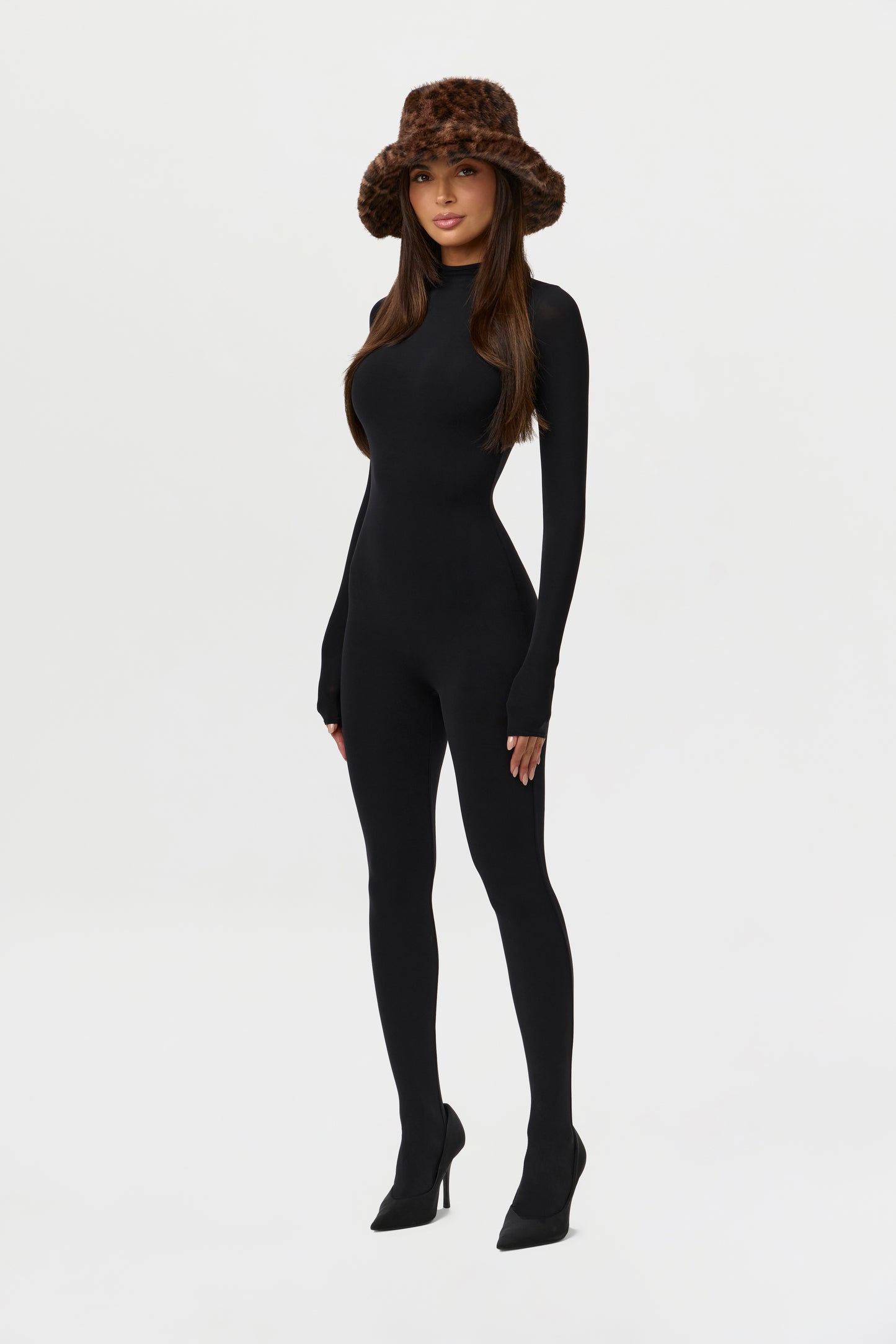 Faux Fur Leopard Print Bucket Hat