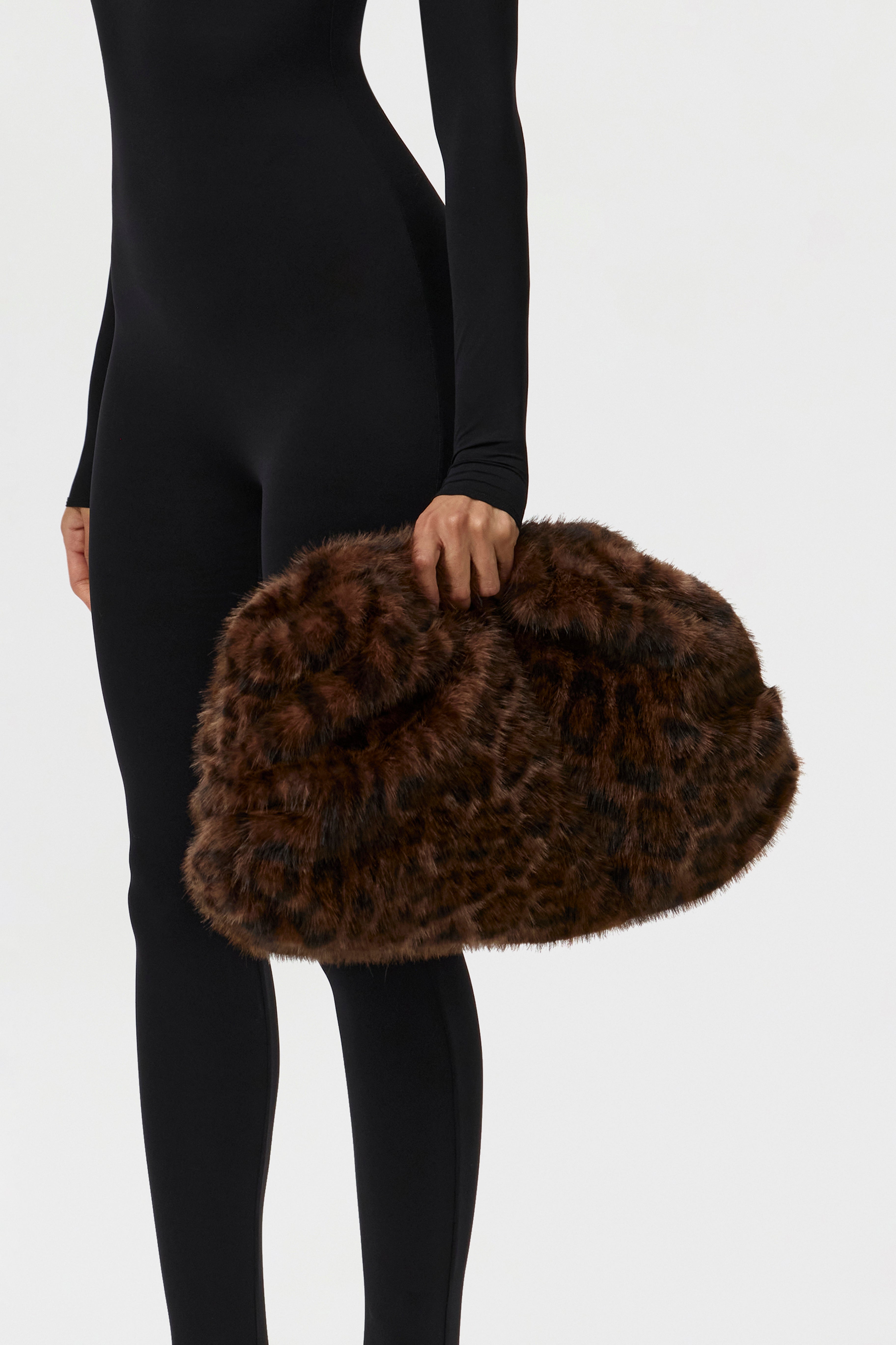 Faux Fur Oversized Leopard Clutch