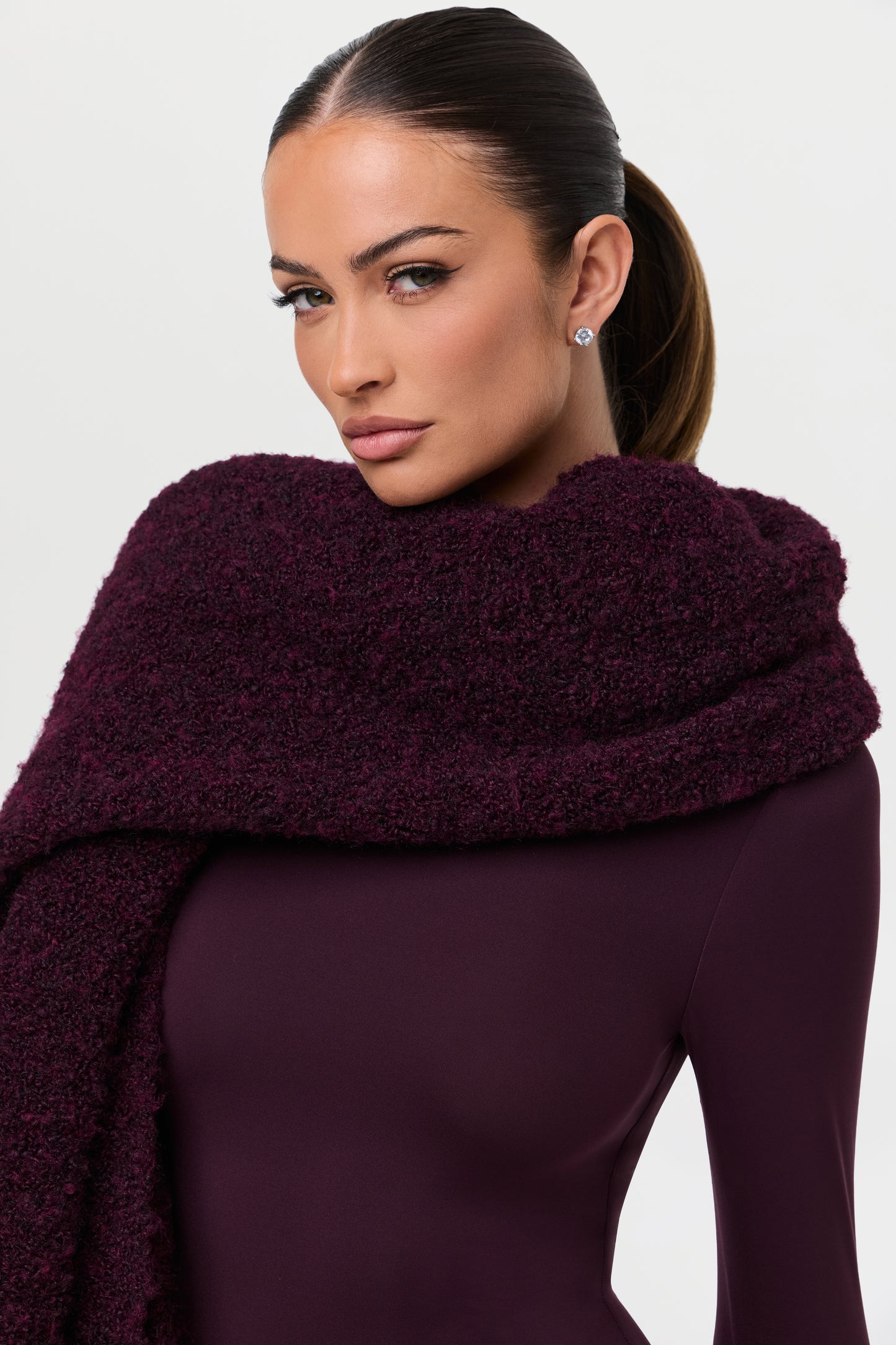 Bouclé Knit Oversized Scarf