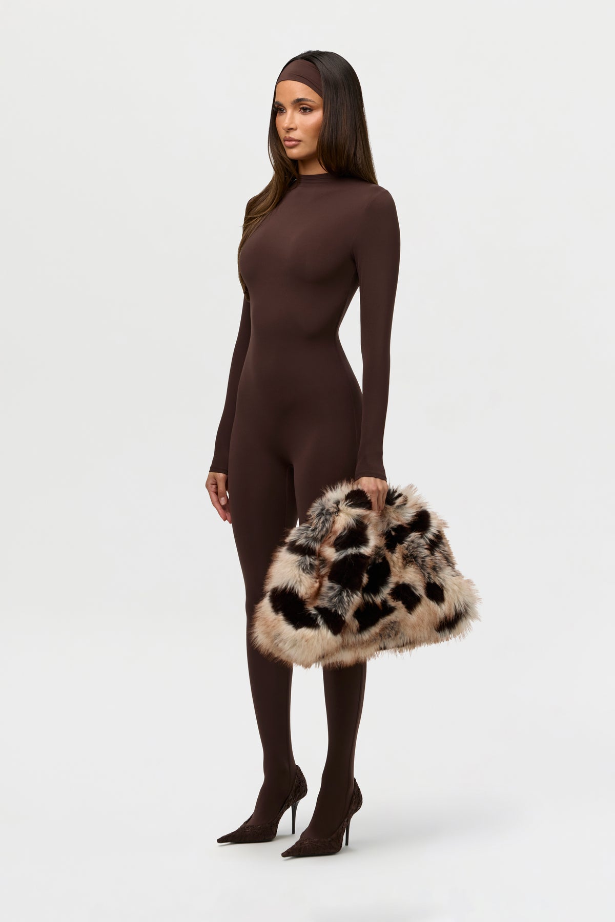 Faux Fur Print Clutch