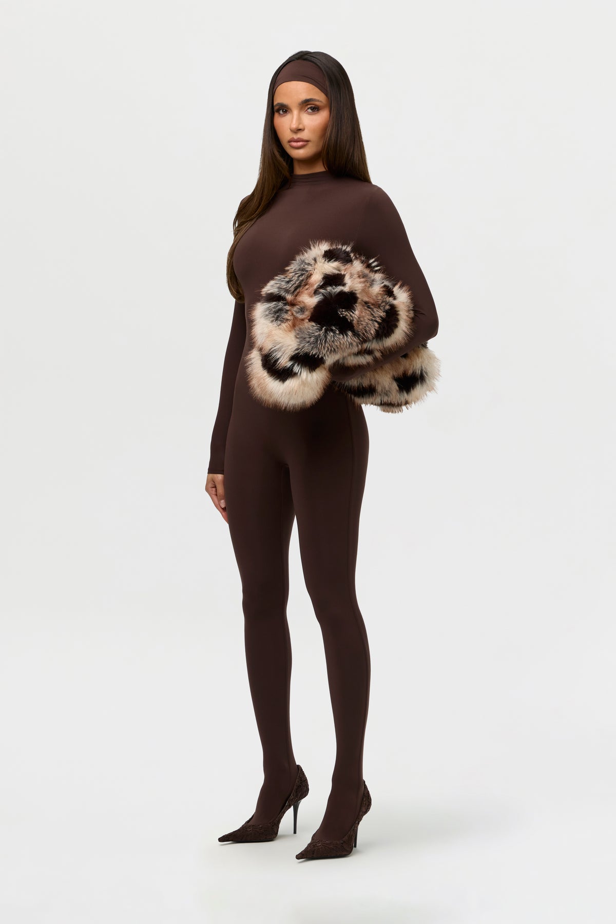 Faux Fur Print Clutch