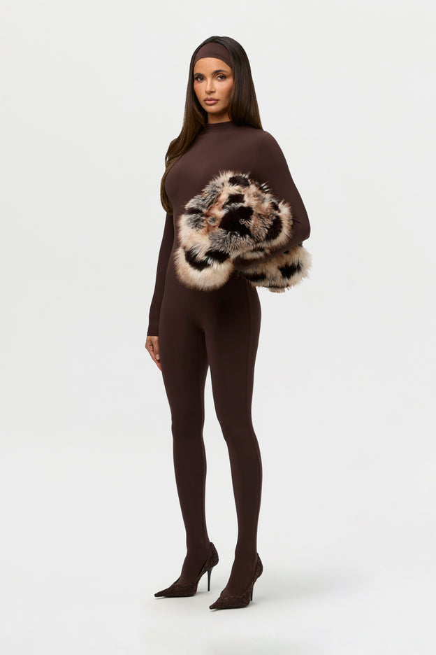 Faux Fur Print Clutch