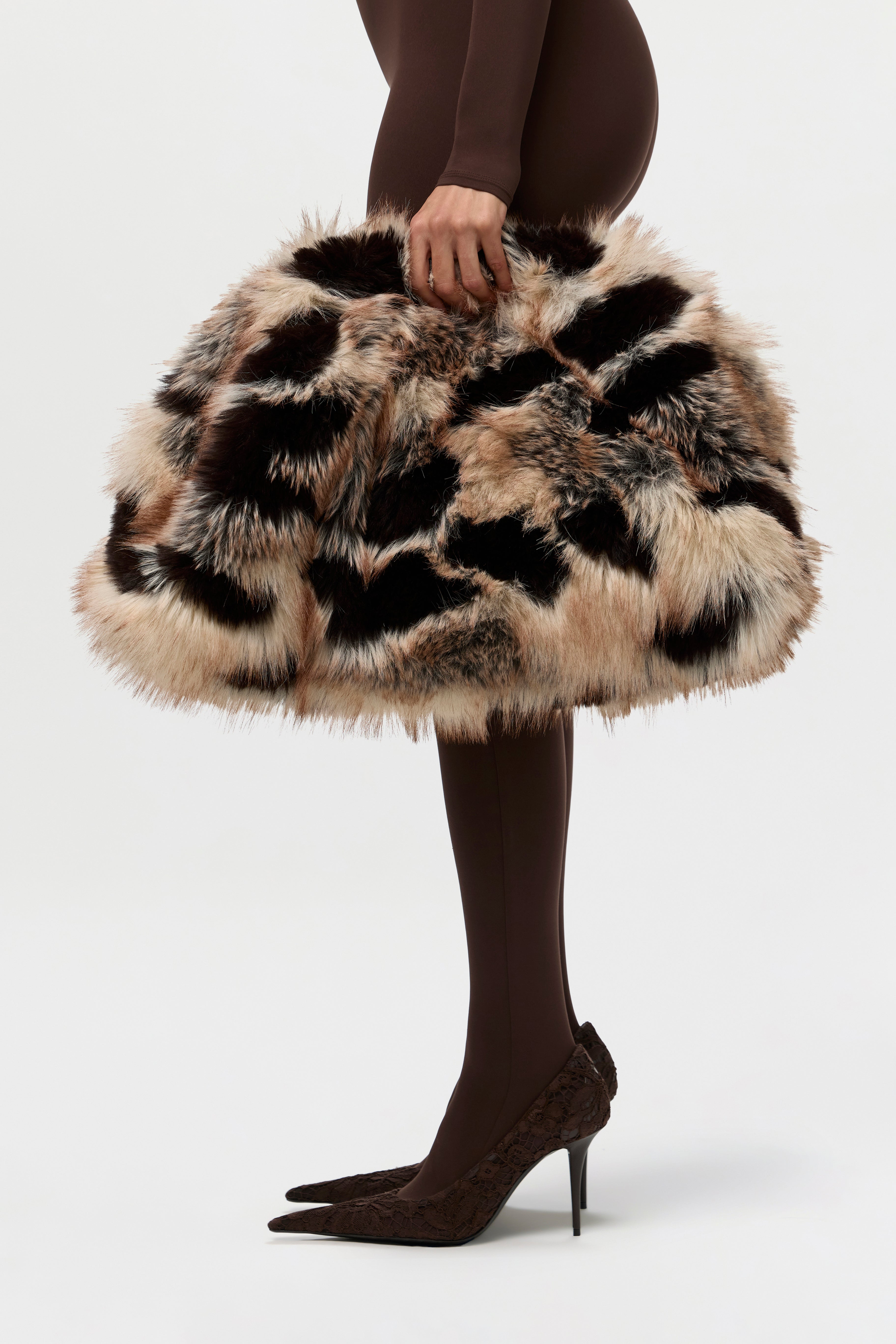 Faux Fur Print Clutch