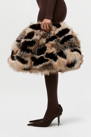 Faux Fur Print Clutch